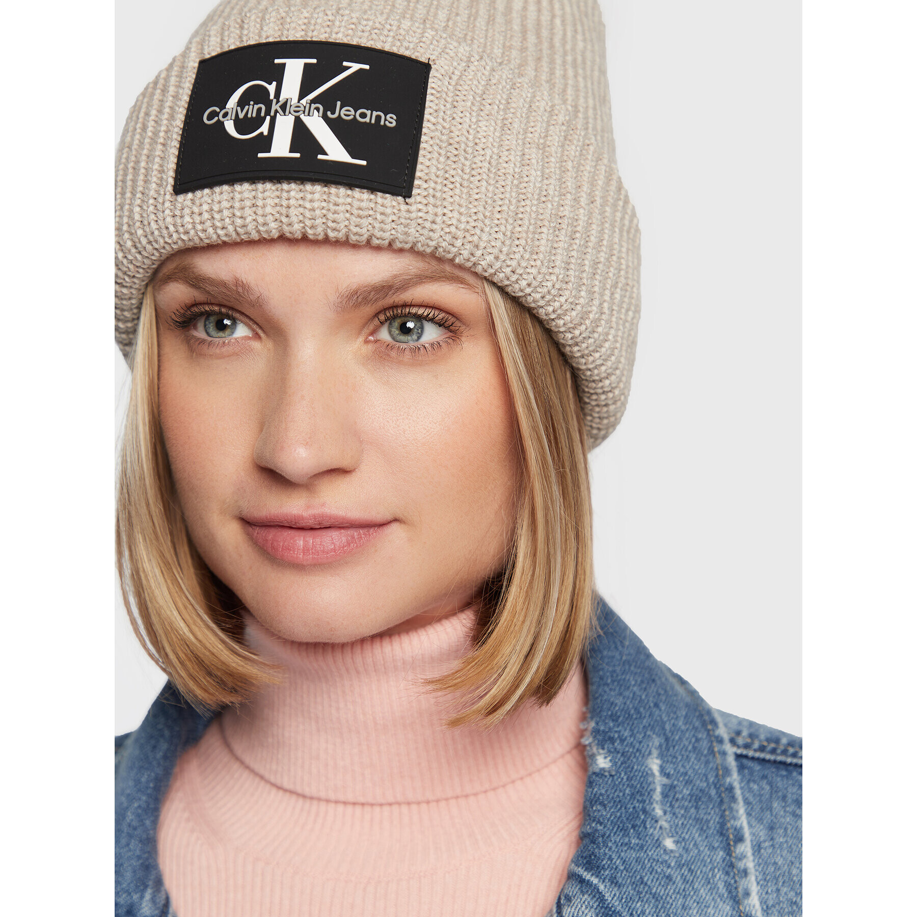 Calvin Klein Jeans Шапка Monogram Patch K60K607383 Бежов - Pepit.bg