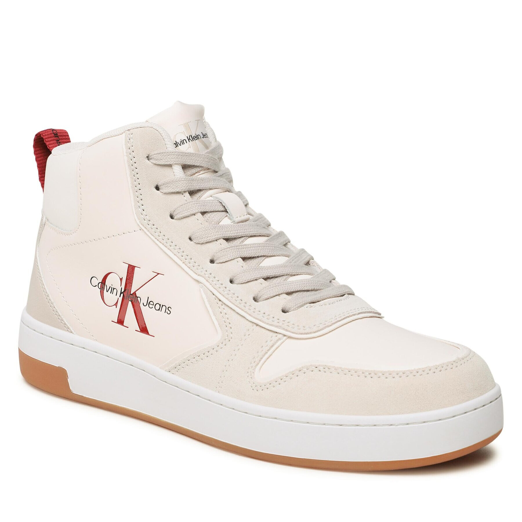 Calvin Klein Jeans Сникърси Basket Cupsole Irreg Lines YM0YM00612 Екрю - Pepit.bg