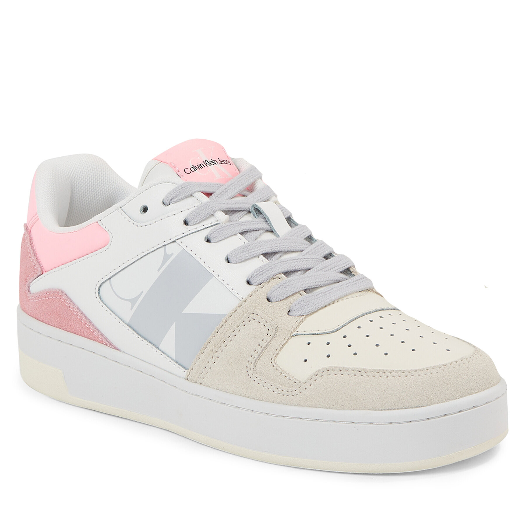 Calvin Klein Jeans Сникърси Basket Cupsole Laceup Mix Lth Wn YW0YW01051 Бял - Pepit.bg