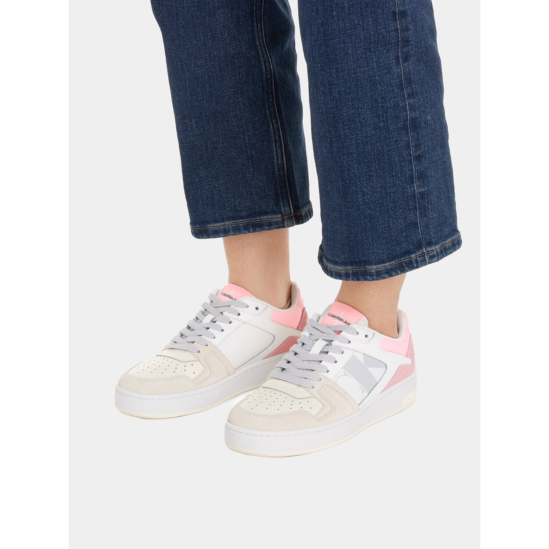 Calvin Klein Jeans Сникърси Basket Cupsole Laceup Mix Lth Wn YW0YW01051 Бял - Pepit.bg