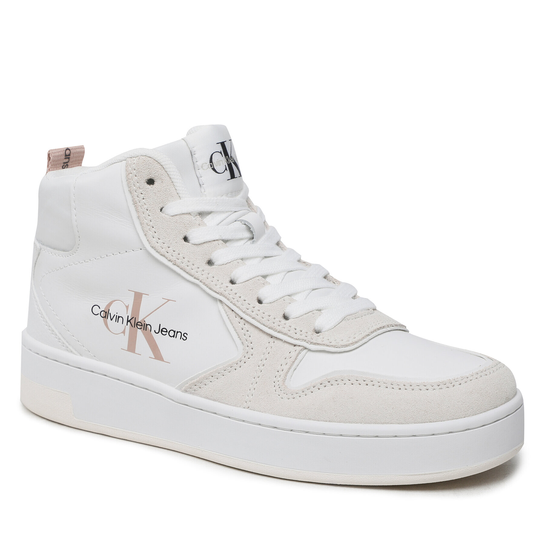 Calvin Klein Jeans Сникърси Basket Cupsole Mid Irreg Line Wn YW0YW00921 Екрю - Pepit.bg