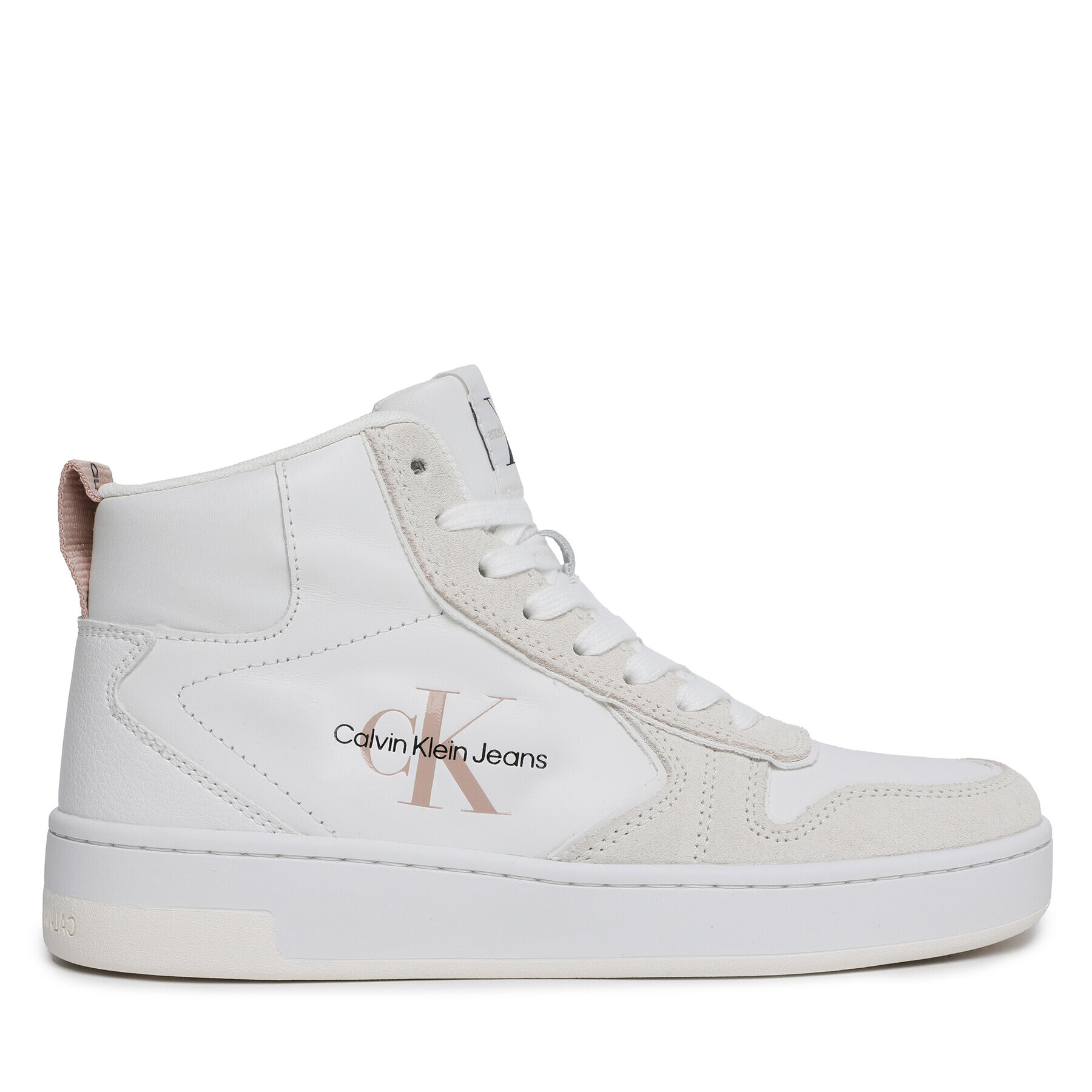 Calvin Klein Jeans Сникърси Basket Cupsole Mid Irreg Line Wn YW0YW00921 Екрю - Pepit.bg