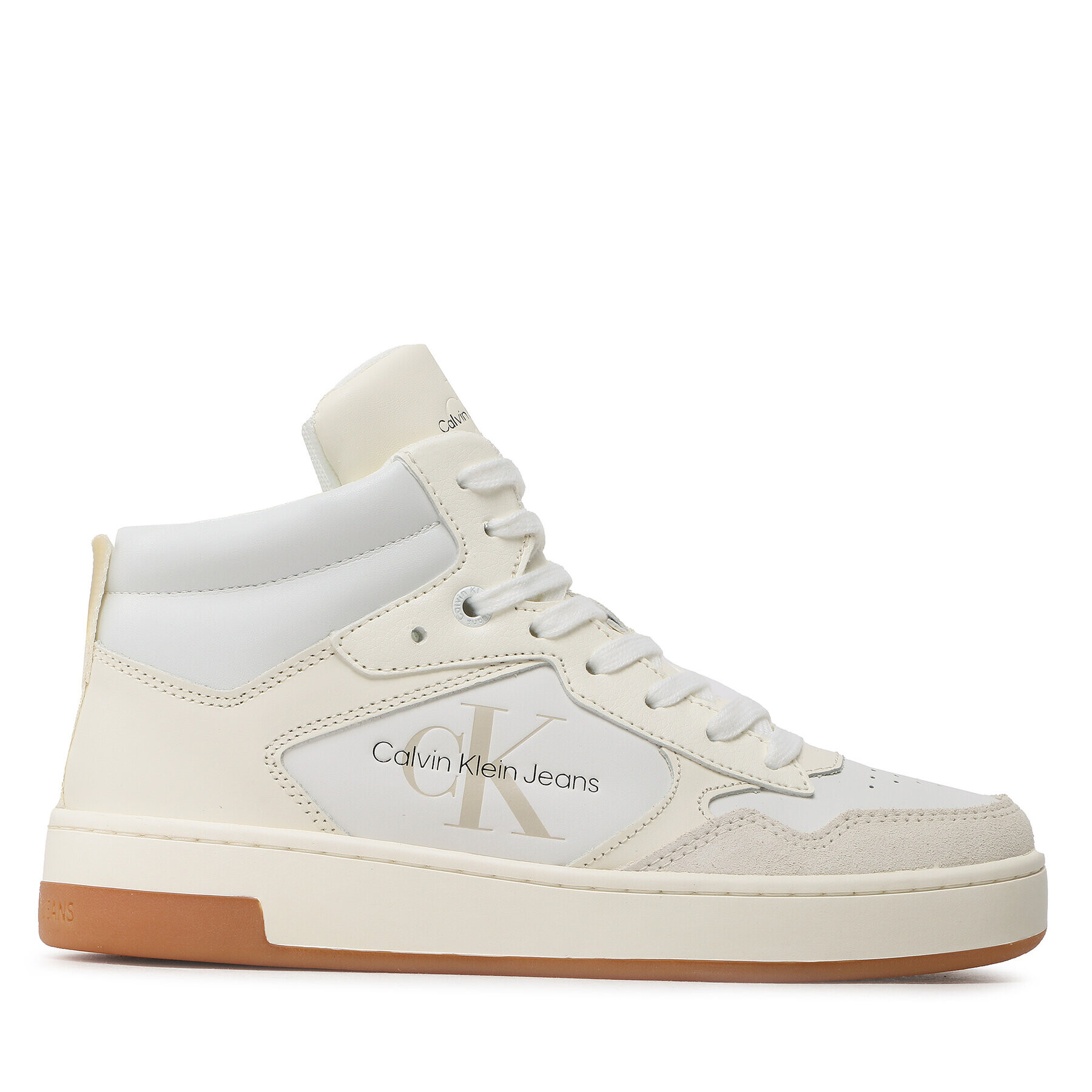 Calvin Klein Jeans Сникърси Basket Cupsole Mid Leather YW0YW00877 Бял - Pepit.bg