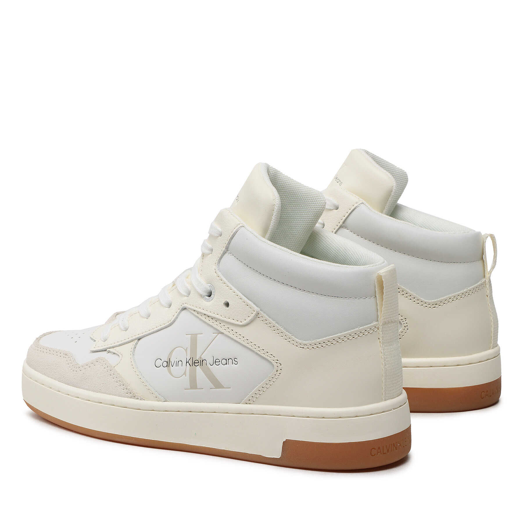 Calvin Klein Jeans Сникърси Basket Cupsole Mid Leather YW0YW00877 Бял - Pepit.bg