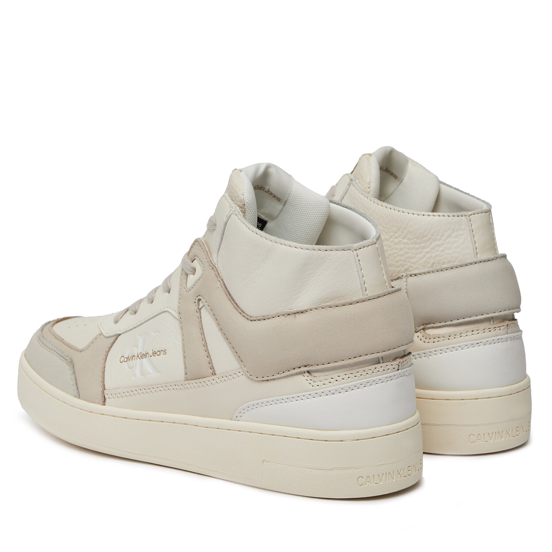 Calvin Klein Jeans Сникърси Basket Cupsole Mid Lth Ml Fad YM0YM00883 Бежов - Pepit.bg