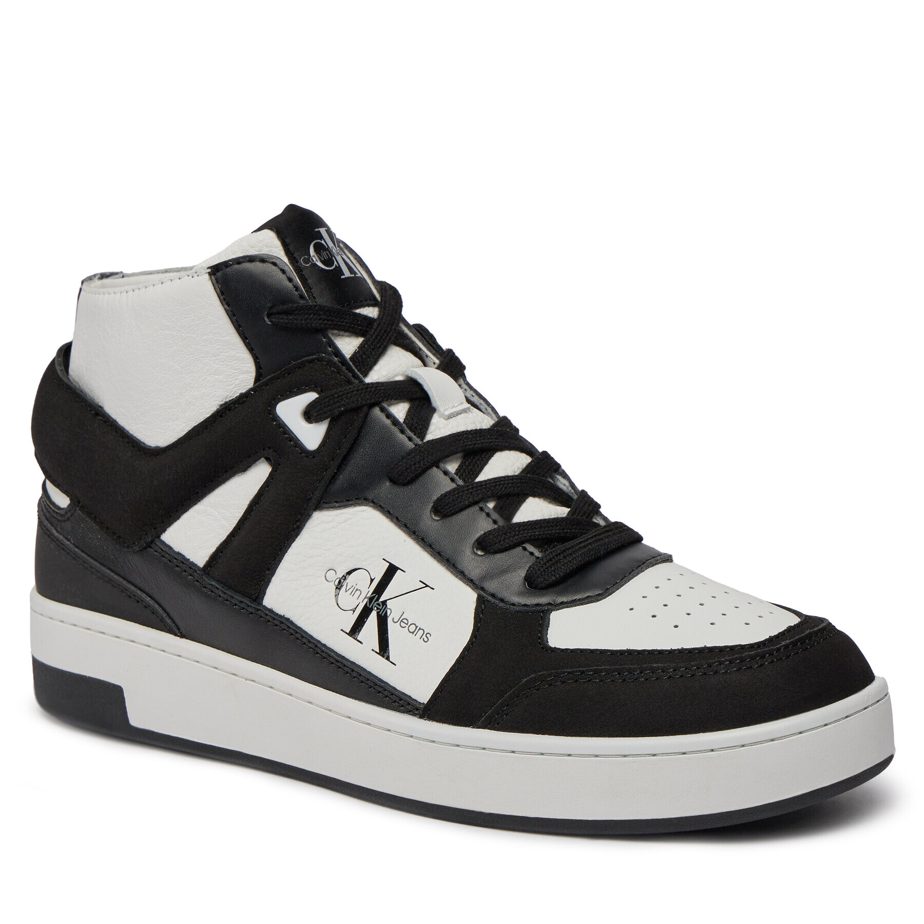 Calvin Klein Jeans Сникърси Basket Cupsole Mid Lth Ml Fad YM0YM00883 Бял - Pepit.bg