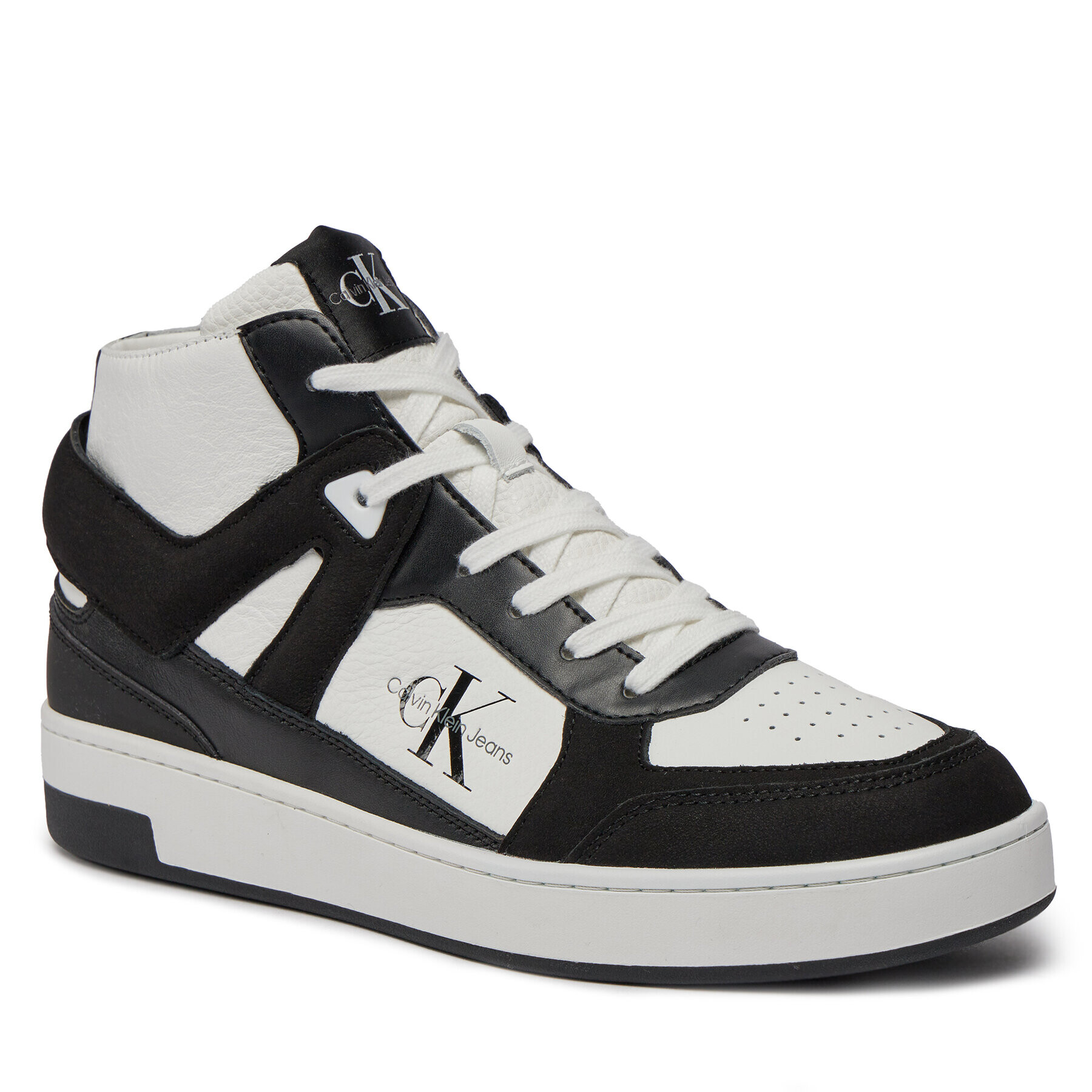 Calvin Klein Jeans Сникърси Basket Cupsole Mid Lth Ml Fad YM0YM00883 Бял - Pepit.bg