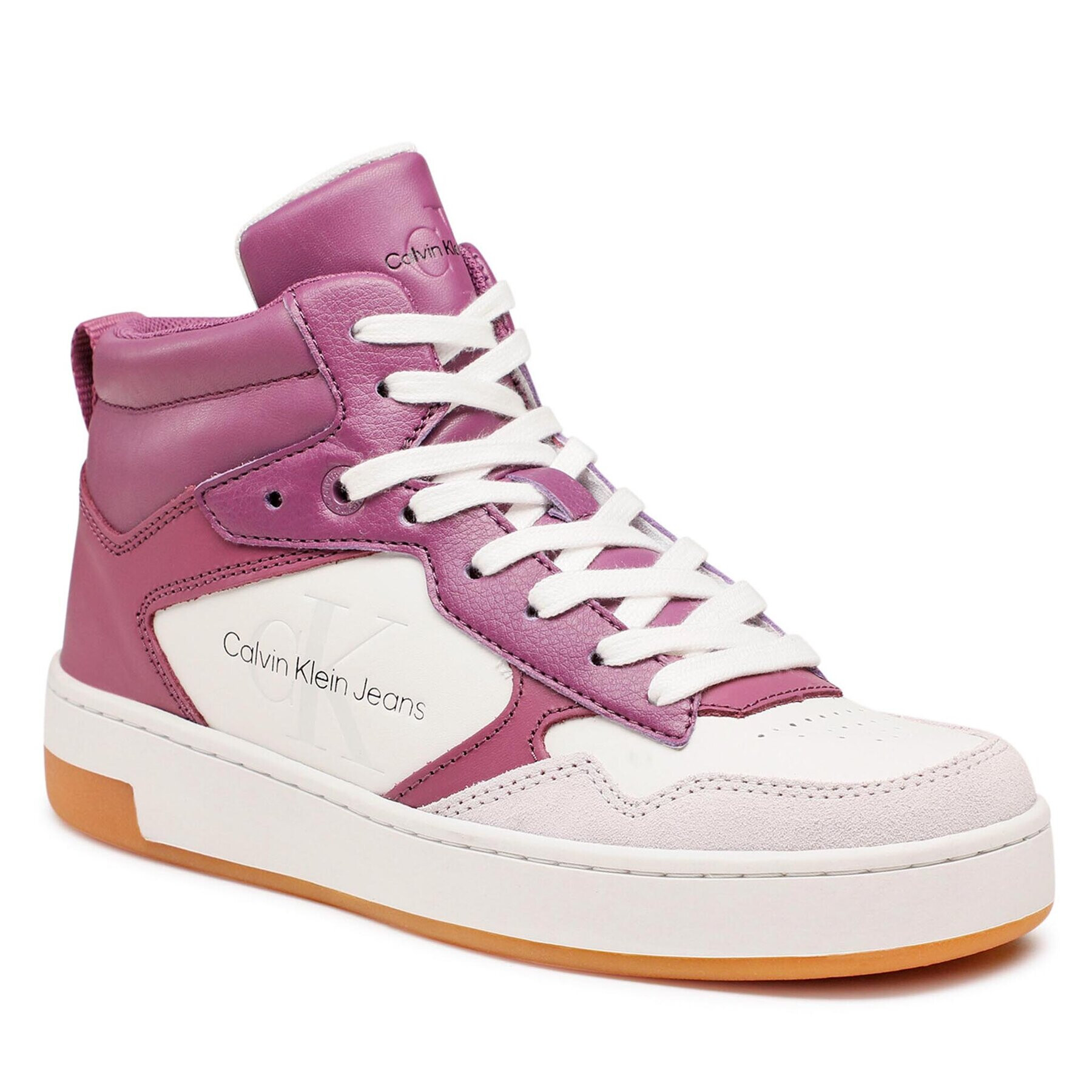 Calvin Klein Jeans Сникърси Basket Cupsole Mid Lth Mono YW0YW00877 Виолетов - Pepit.bg