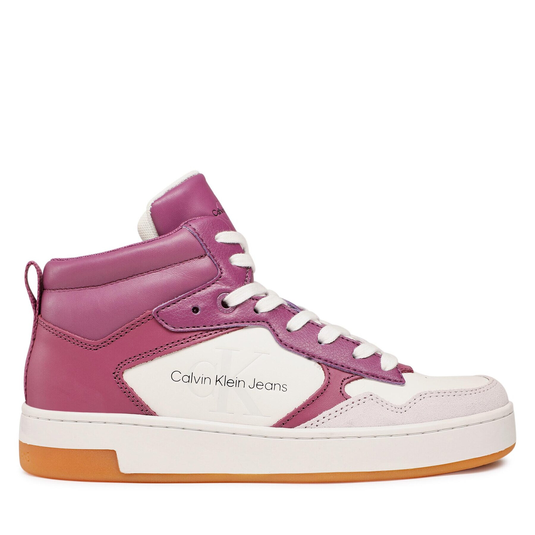 Calvin Klein Jeans Сникърси Basket Cupsole Mid Lth Mono YW0YW00877 Виолетов - Pepit.bg