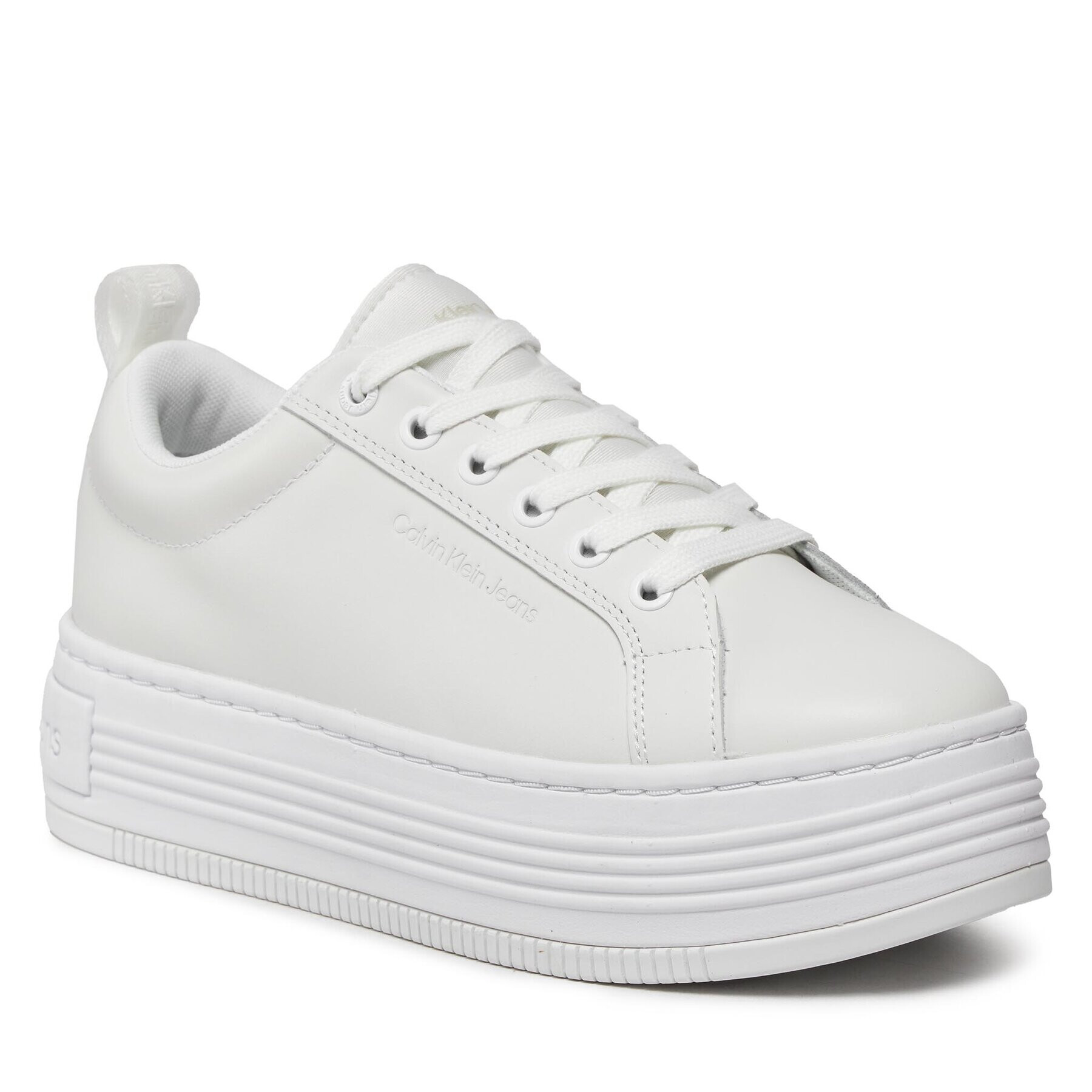 Calvin Klein Jeans Сникърси Bold Flatf Low Laceup Lth In Lum YW0YW01309 Бял - Pepit.bg