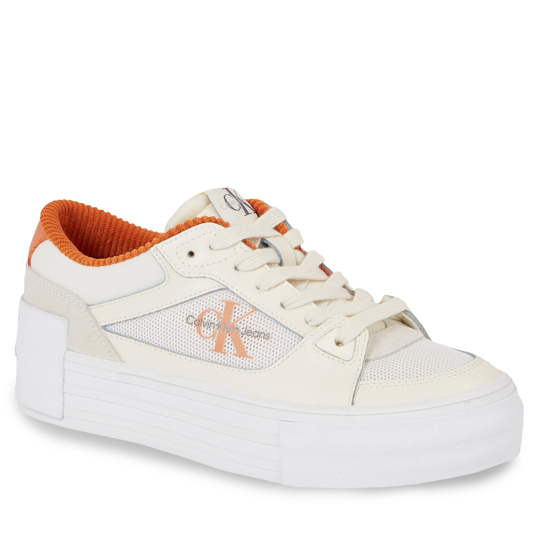 Calvin Klein Jeans Сникърси Bold Vulc Flatf Laceup Lth Mix YW0YW01174 Бял - Pepit.bg