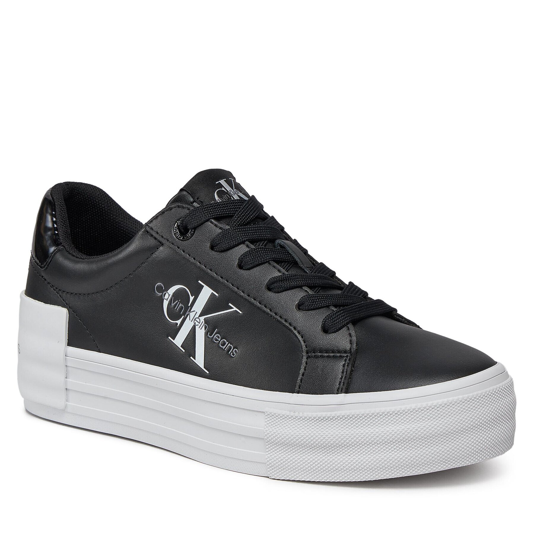 Calvin Klein Jeans Сникърси Bold Vulc Flatf Low Lace Lth Ml YW0YW01294 Черен - Pepit.bg