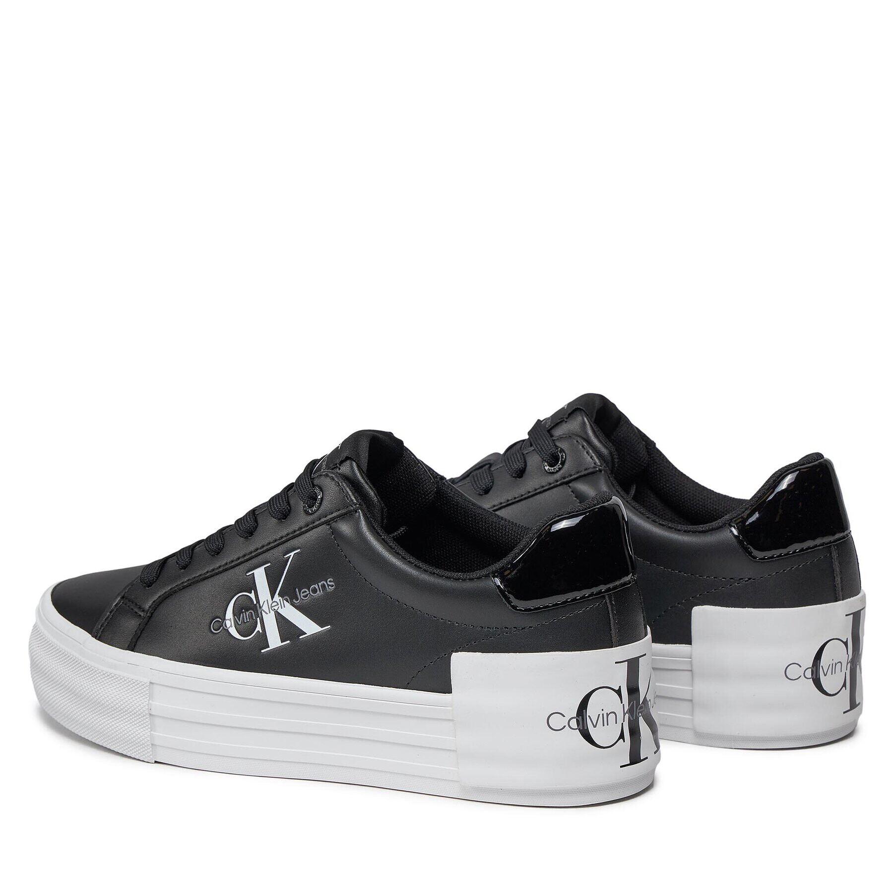 Calvin Klein Jeans Сникърси Bold Vulc Flatf Low Lace Lth Ml YW0YW01294 Черен - Pepit.bg