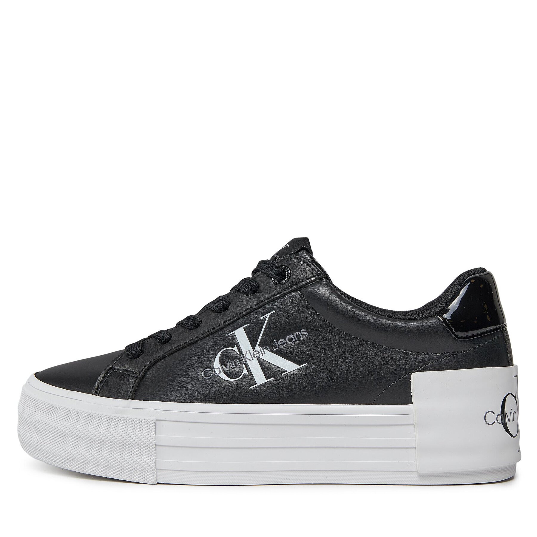 Calvin Klein Jeans Сникърси Bold Vulc Flatf Low Lace Lth Ml YW0YW01294 Черен - Pepit.bg