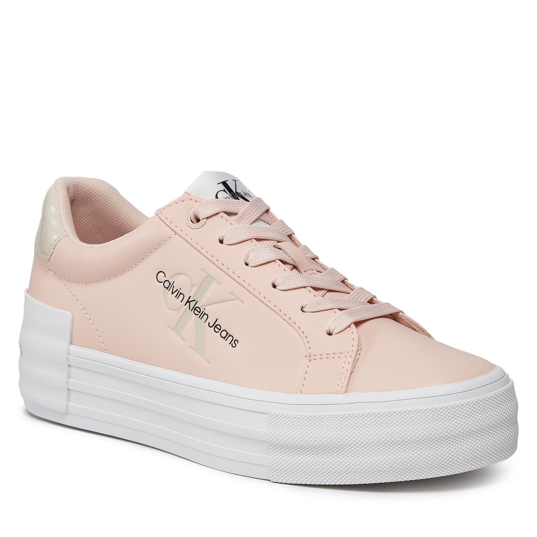 Calvin Klein Jeans Сникърси Bold Vulc Flatf Low Lace Lth Ml YW0YW01294 Розов - Pepit.bg