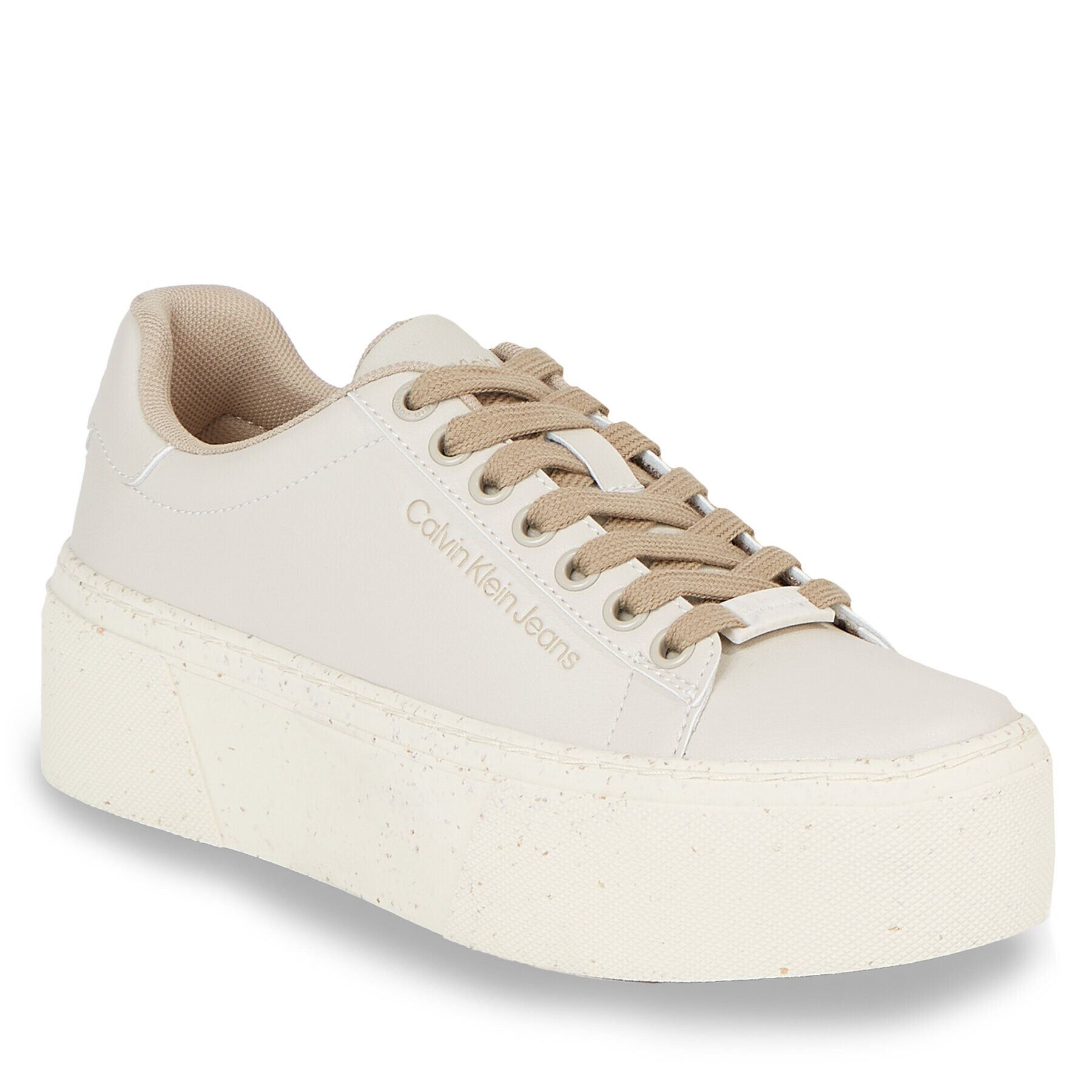 Calvin Klein Jeans Сникърси Bold Vulc Flatf Low Laceup Wn YW0YW01229 Бежов - Pepit.bg