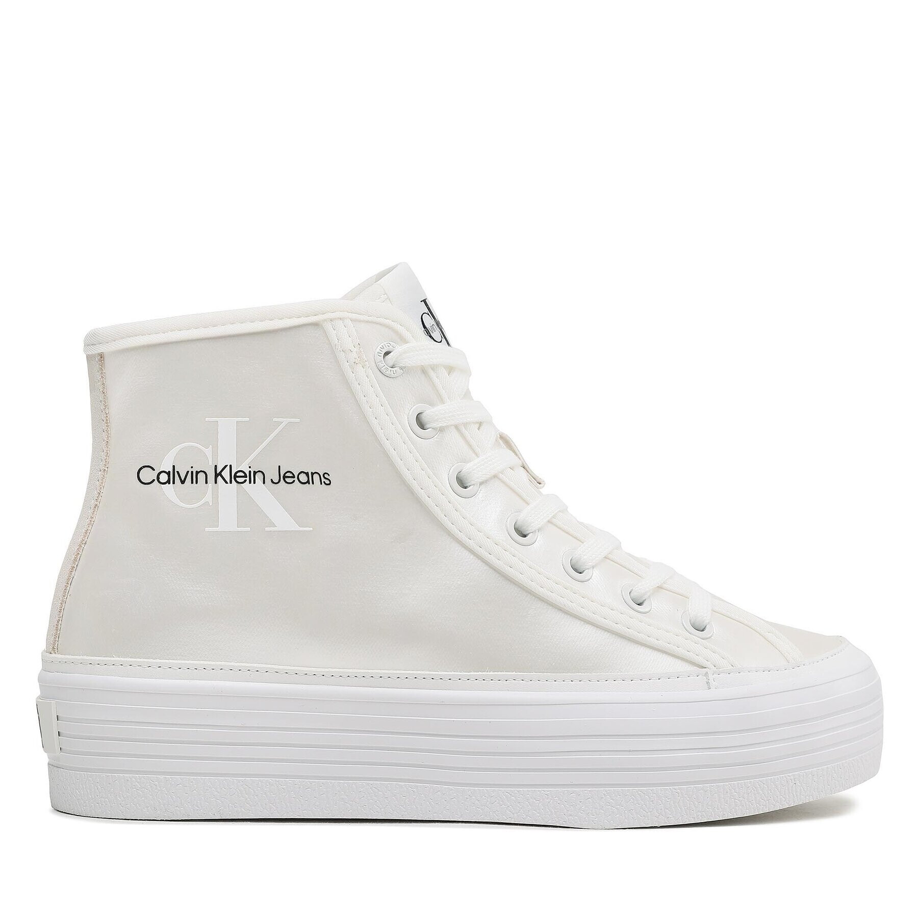 Calvin Klein Jeans Сникърси Bold Vulc Flatf Mid Laceup Ny Wn YW0YW01226 Екрю - Pepit.bg