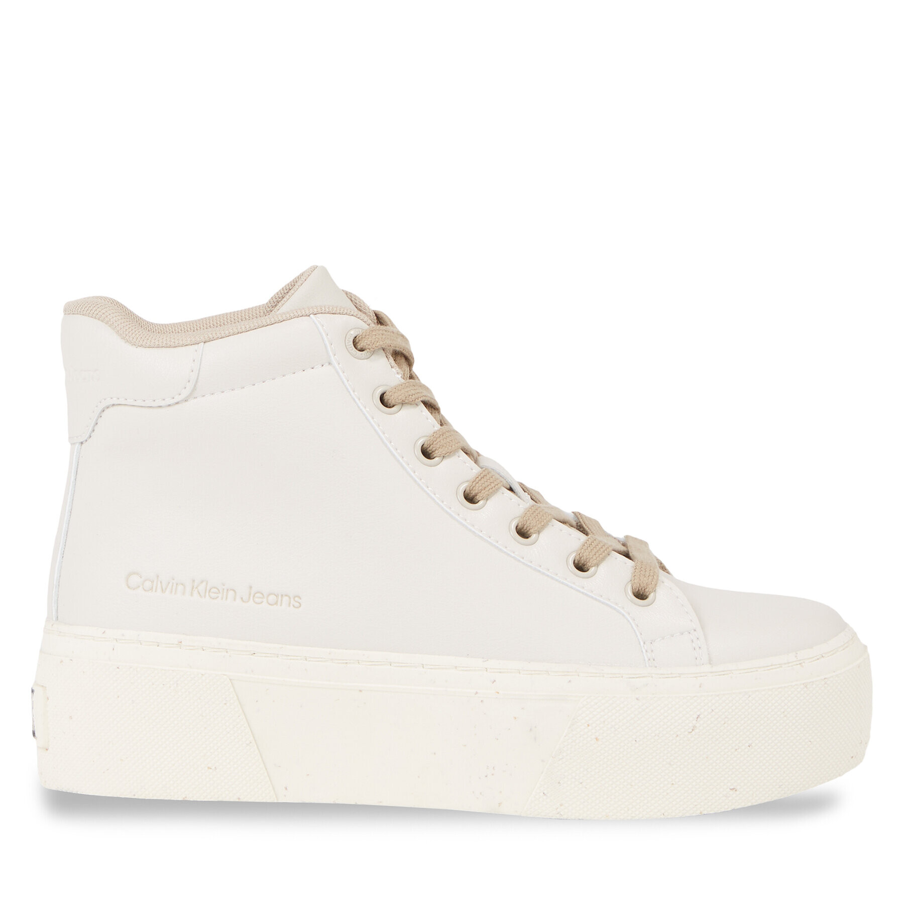 Calvin Klein Jeans Сникърси Bold Vulc Flatf Mid Laceup Wn YW0YW01230 Бежов - Pepit.bg