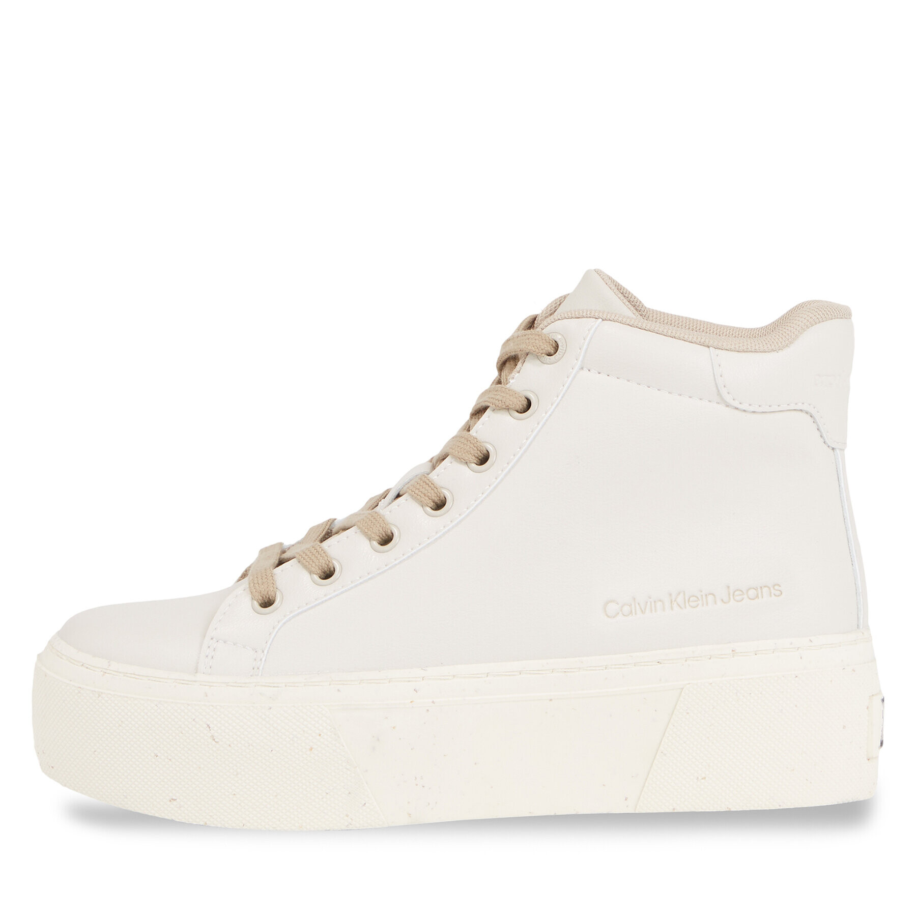 Calvin Klein Jeans Сникърси Bold Vulc Flatf Mid Laceup Wn YW0YW01230 Бежов - Pepit.bg