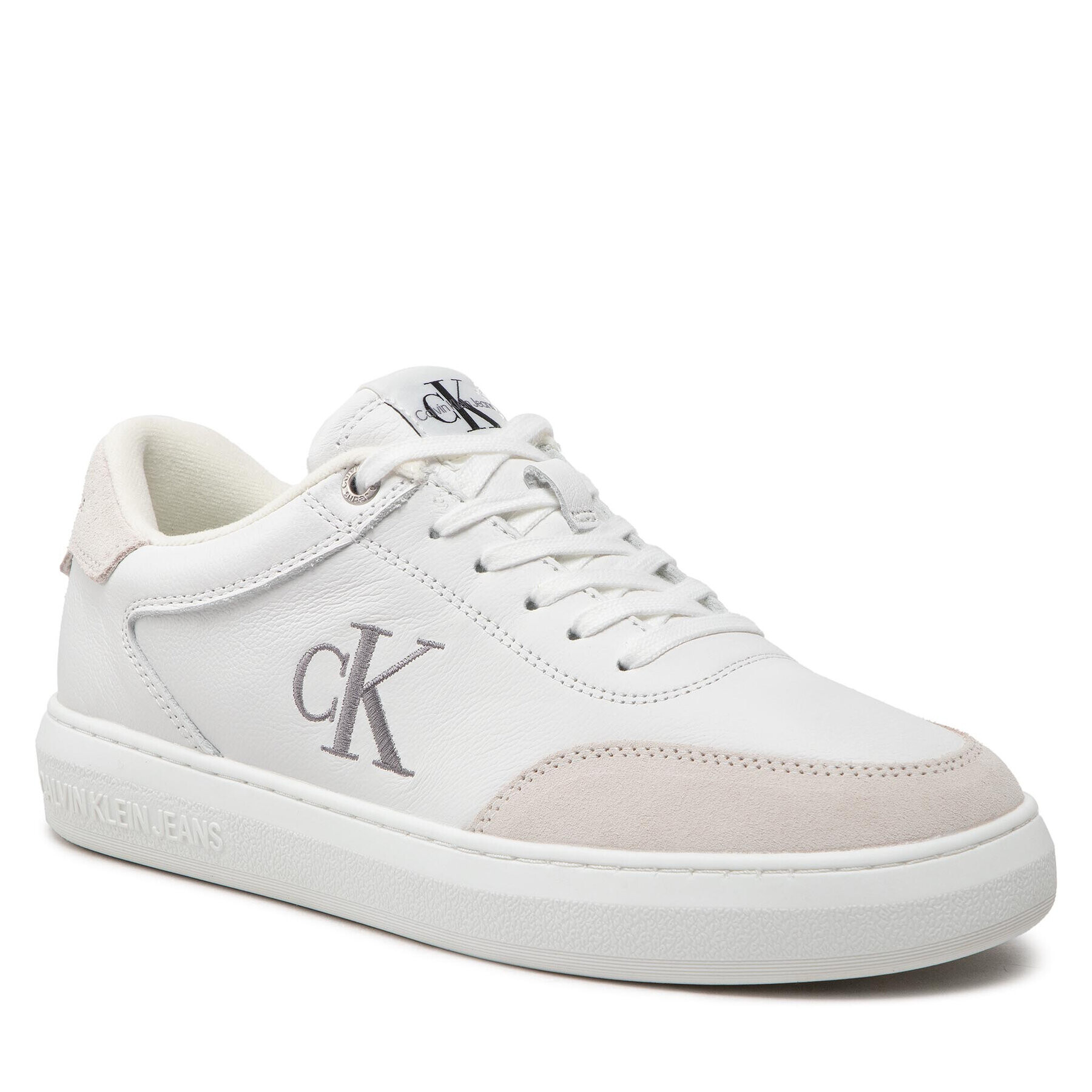 Calvin Klein Jeans Сникърси Casual Cupsole Laceup Low Mono YM0YM00496 Бял - Pepit.bg