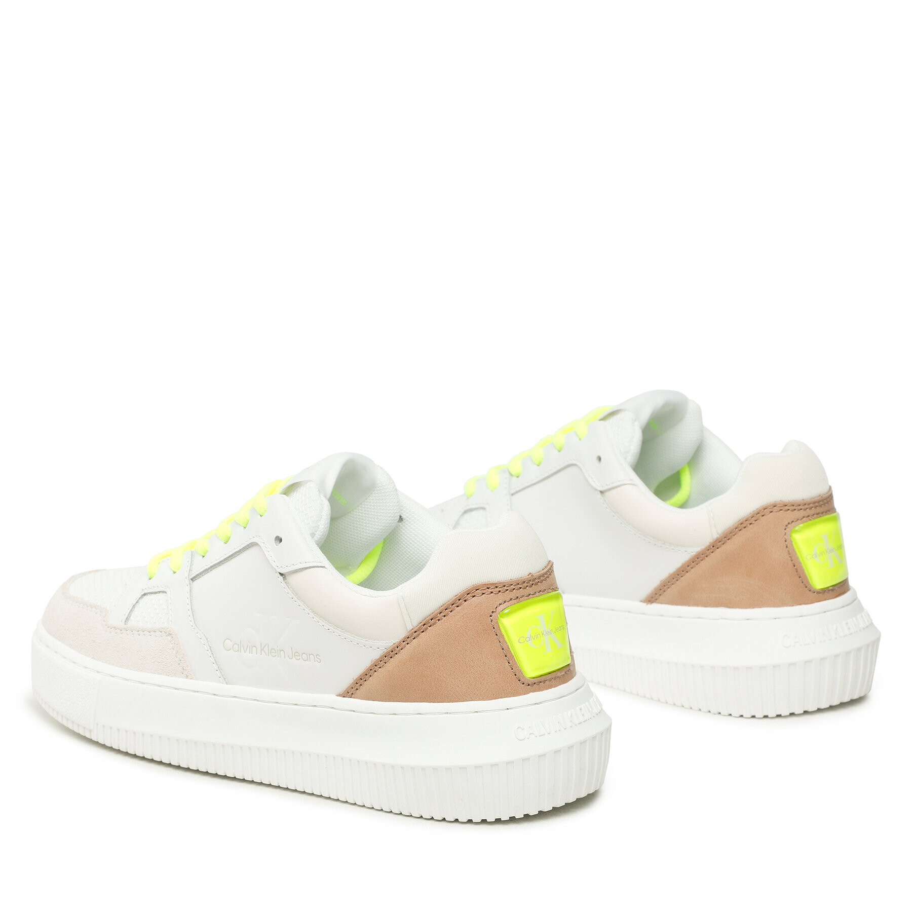 Calvin Klein Jeans Сникърси Chunky Cupsole Fluo Contrast YW0YW00925 Бял - Pepit.bg