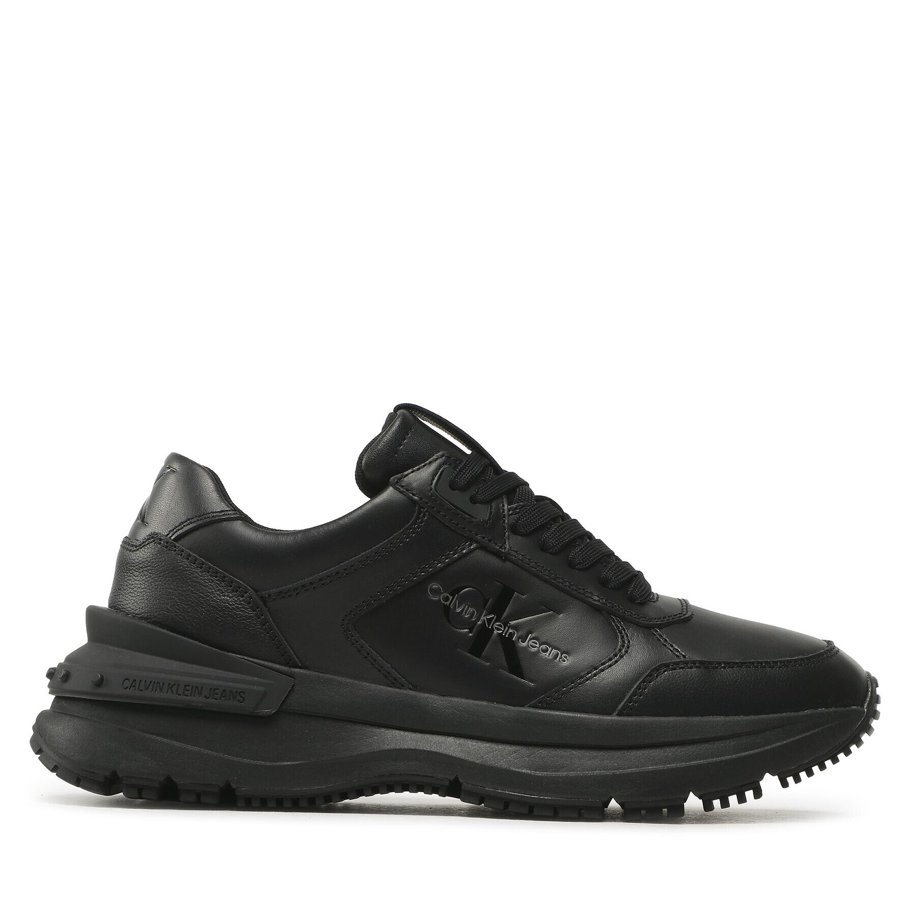 Calvin Klein Jeans Сникърси Chunky Runn Laceup Low Leather YM0YM00521 Черен - Pepit.bg