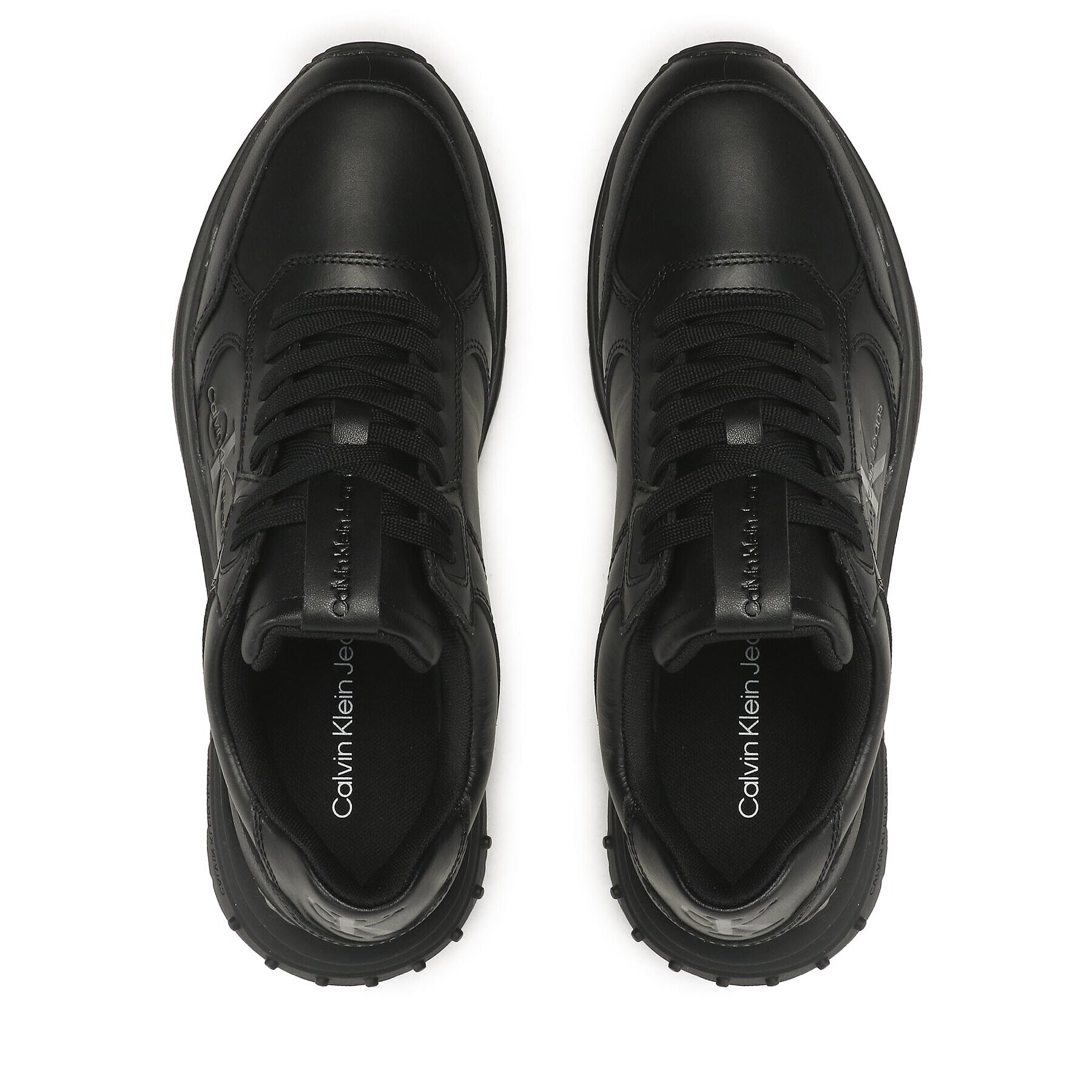 Calvin Klein Jeans Сникърси Chunky Runn Laceup Low Leather YM0YM00521 Черен - Pepit.bg