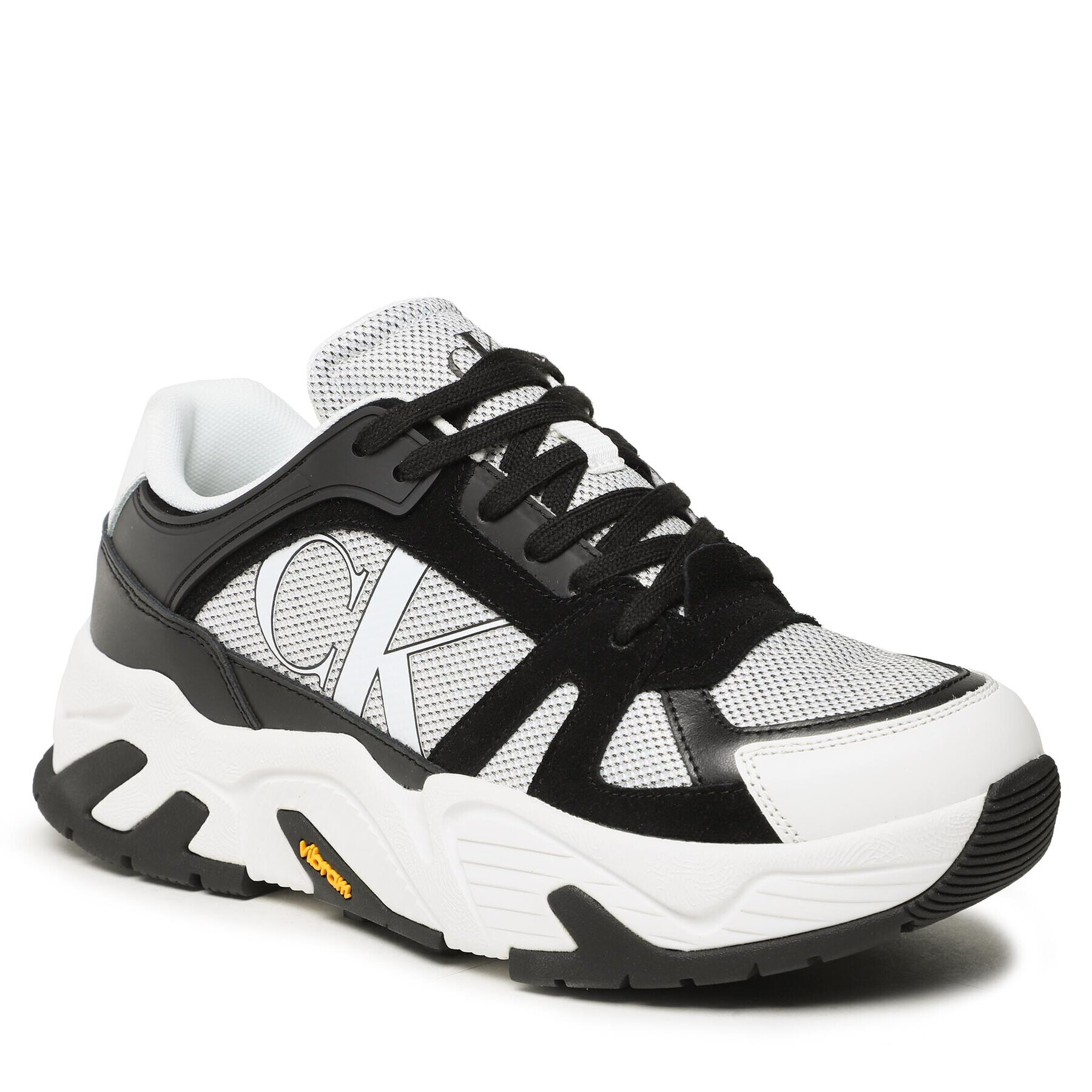 Calvin Klein Jeans Сникърси Chunky Runner Vibram Lth Mix YM0YM00719 Бял - Pepit.bg