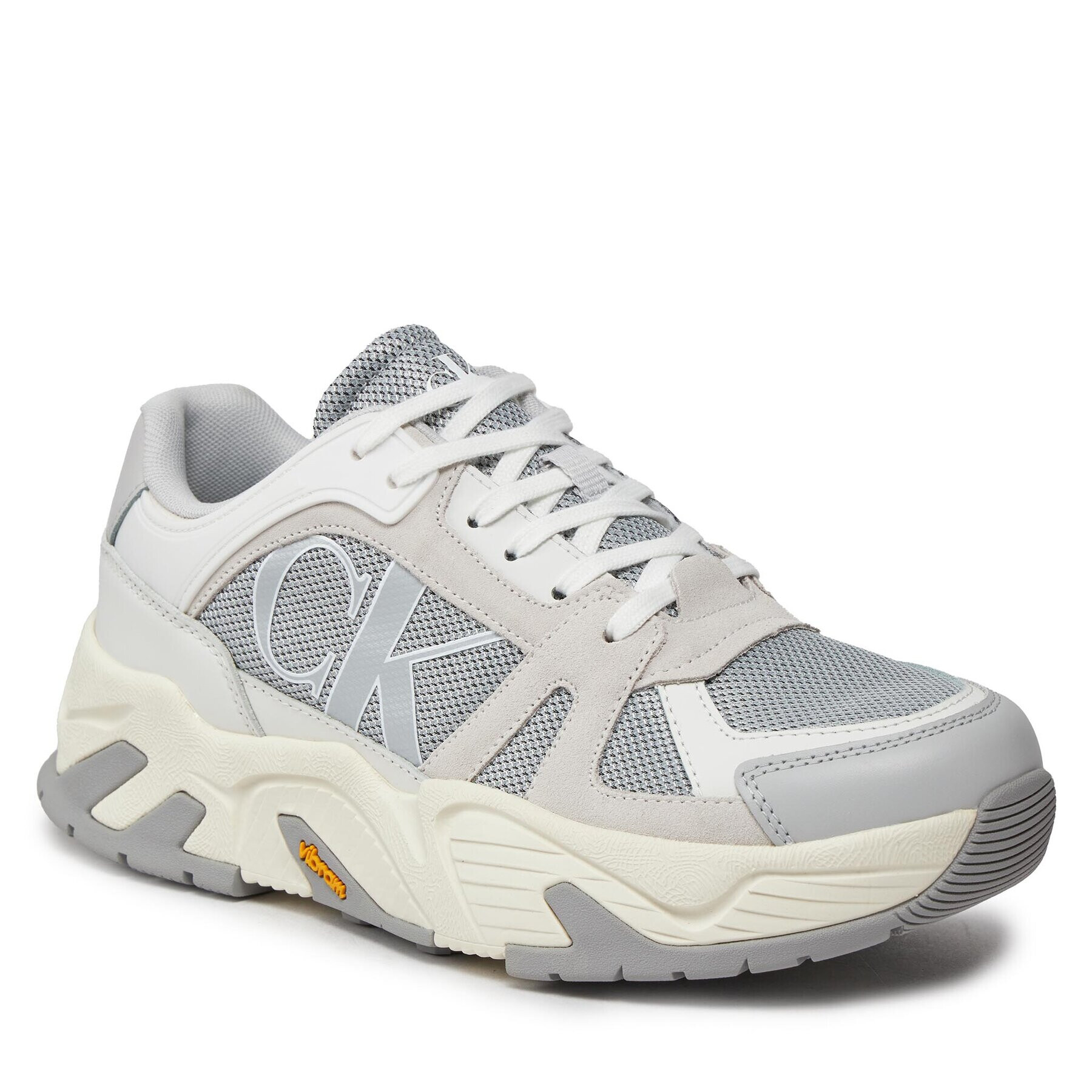 Calvin Klein Jeans Сникърси Chunky Runner Vibram Lth Mix YM0YM00719 Сив - Pepit.bg