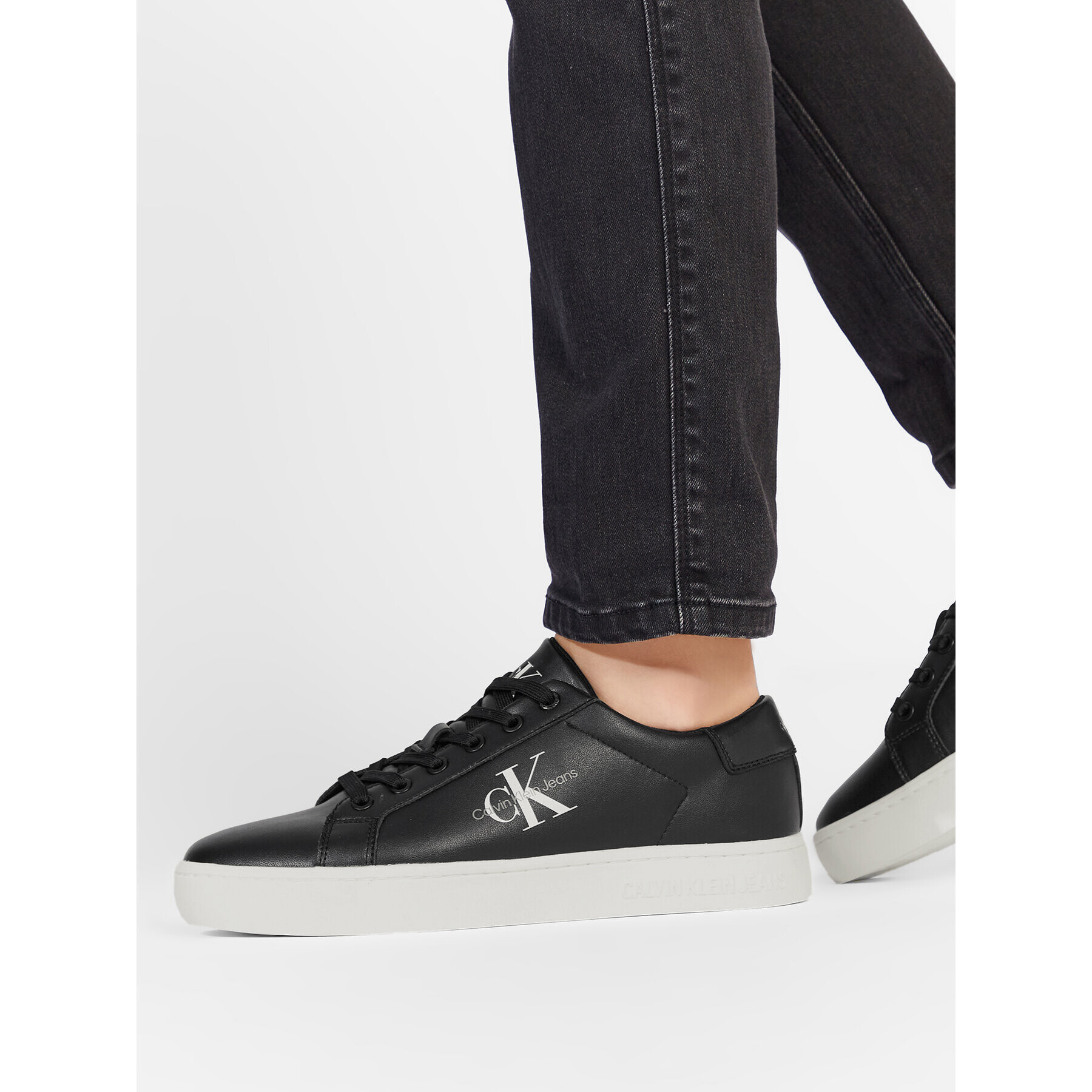 Calvin Klein Jeans Сникърси Classic Cupsole Laceup Low Lth YM0YM00491 Черен - Pepit.bg