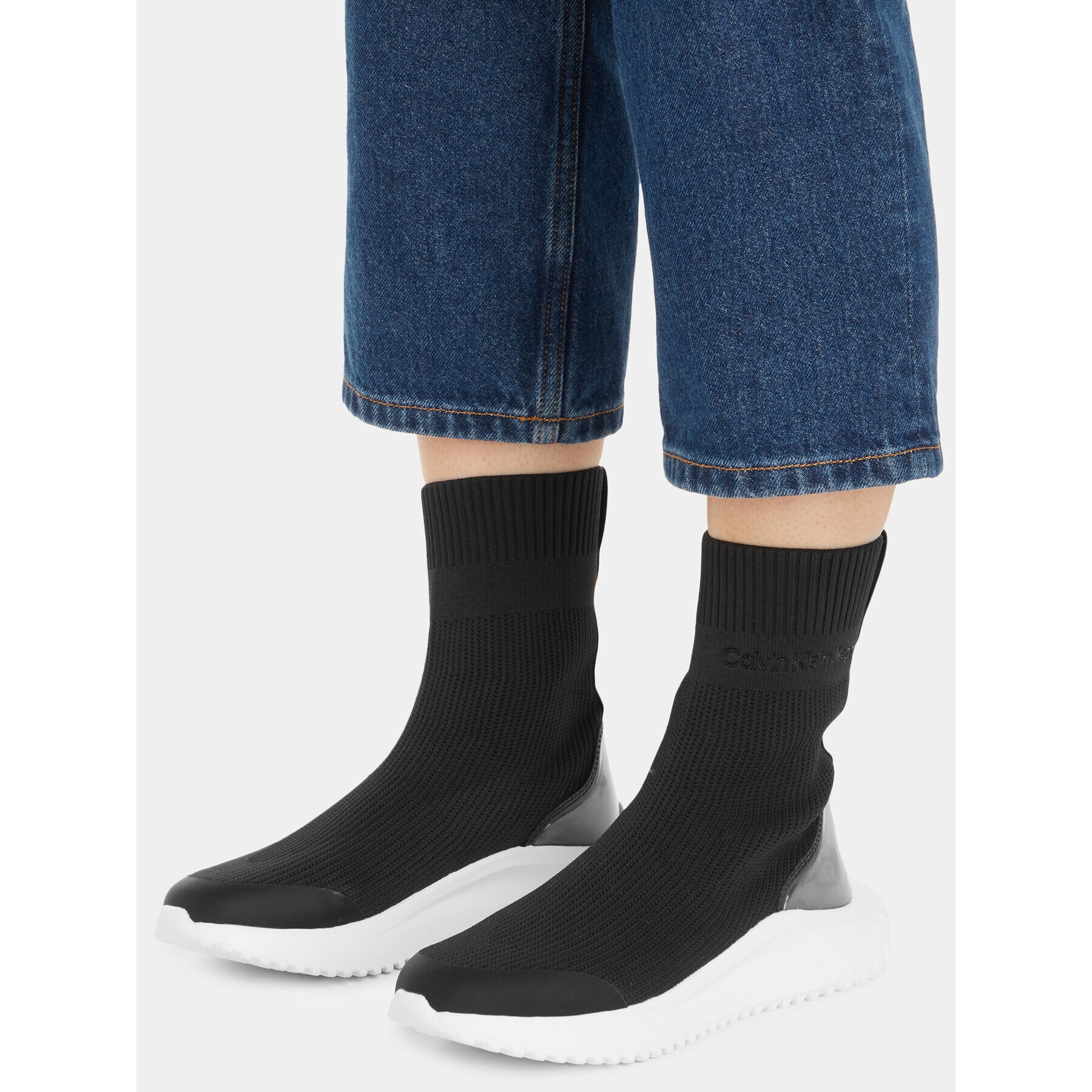 Calvin Klein Jeans Сникърси Eva Runner Sock Knit Wn YW0YW01204 Черен - Pepit.bg