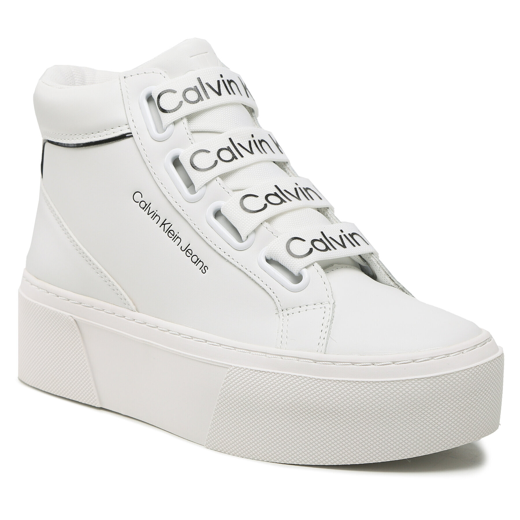 Calvin Klein Jeans Сникърси Flatform Mid Branded Laces YW0YW00869 Бял - Pepit.bg