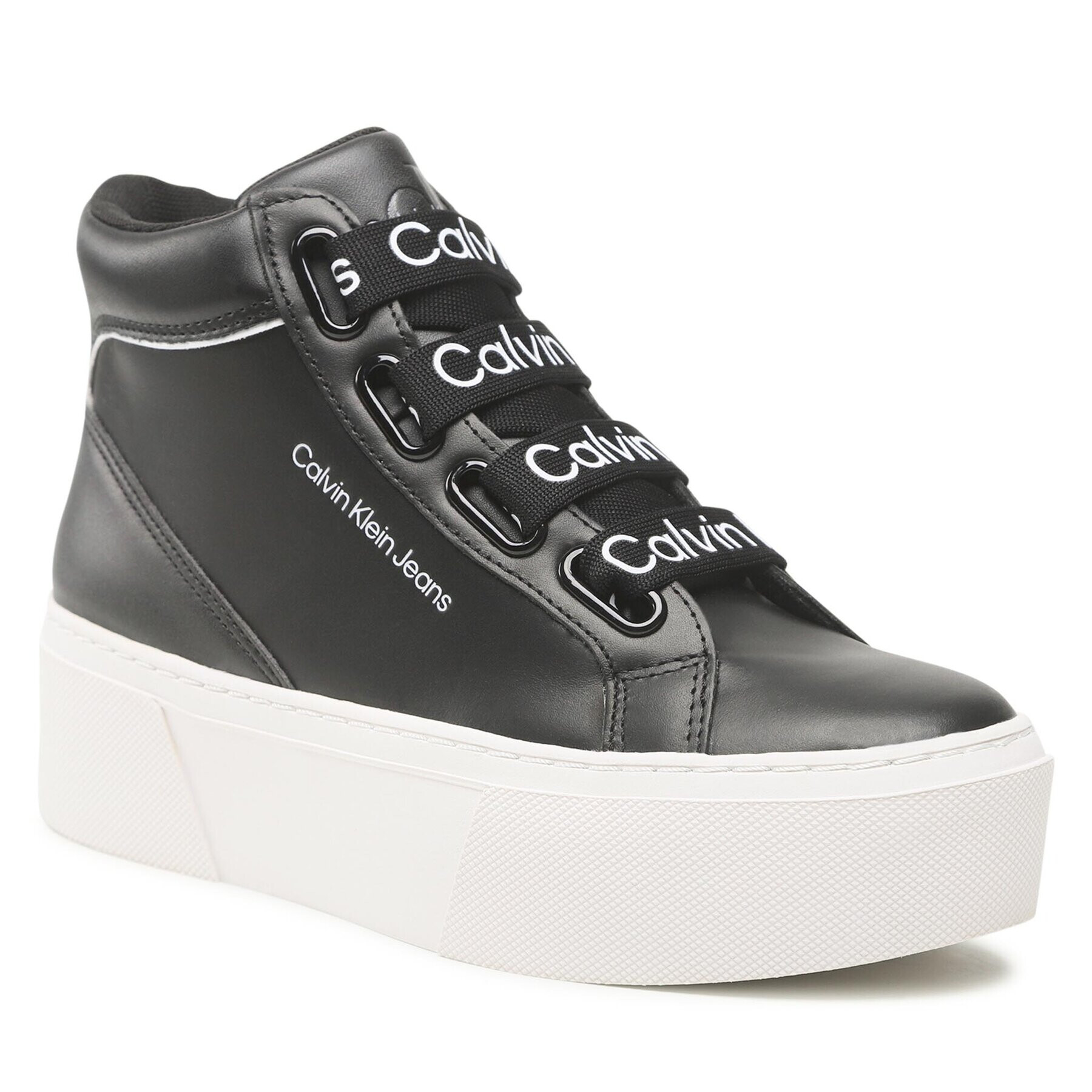 Calvin Klein Jeans Сникърси Flatform Mid Branded Laces YW0YW00869 Черен - Pepit.bg