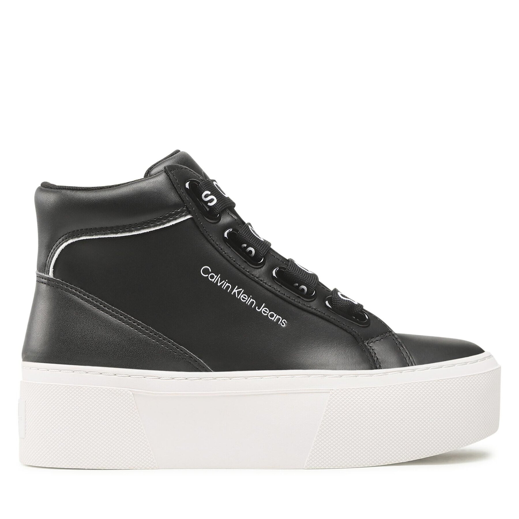 Calvin Klein Jeans Сникърси Flatform Mid Branded Laces YW0YW00869 Черен - Pepit.bg