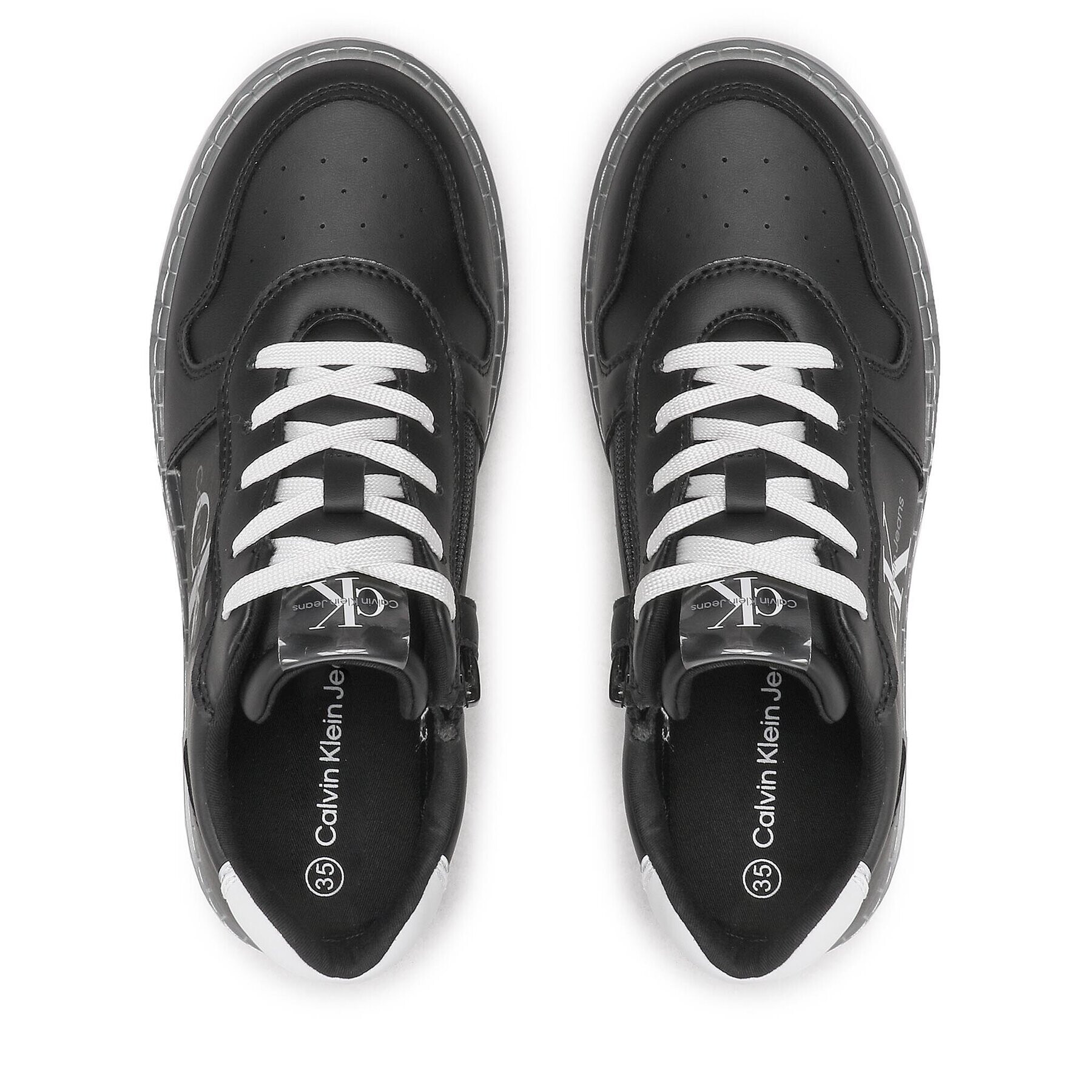 Calvin Klein Jeans Сникърси Low Cut Lace-Up Sneaker V3X9-80554-1355 S Черен - Pepit.bg