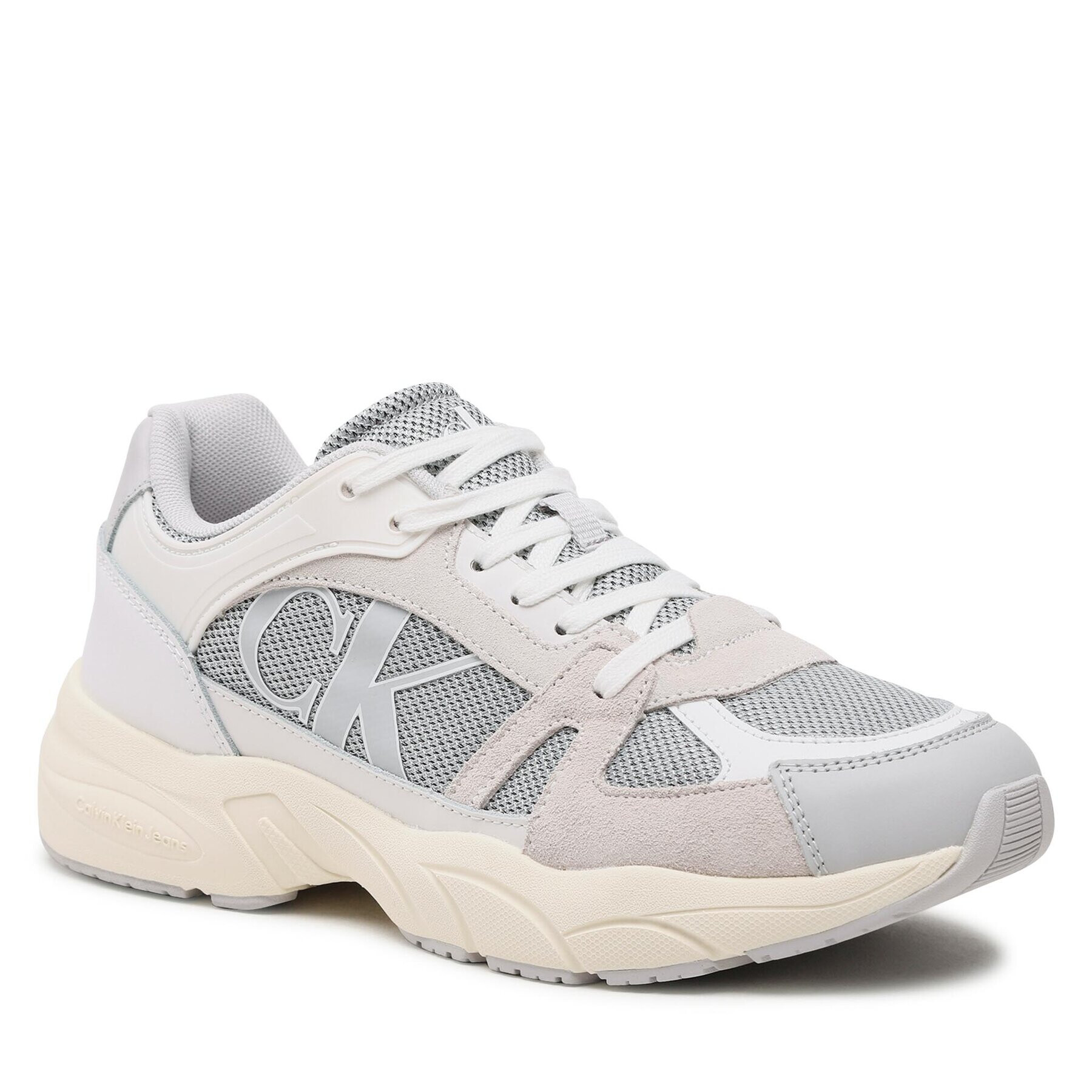 Calvin Klein Jeans Сникърси Retro Tennis Laceup Mix Lth YM0YM00696 Сив - Pepit.bg