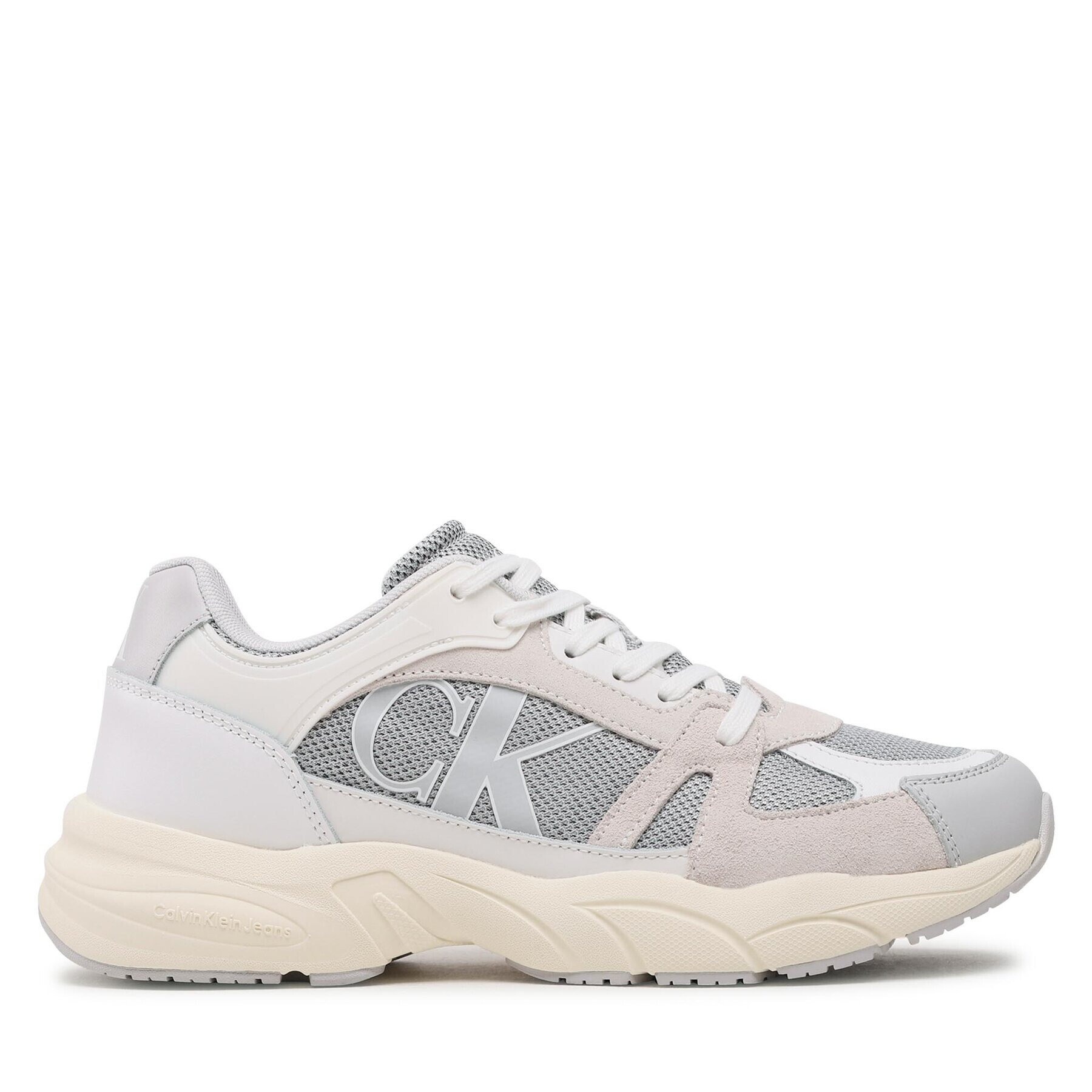 Calvin Klein Jeans Сникърси Retro Tennis Laceup Mix Lth YM0YM00696 Сив - Pepit.bg