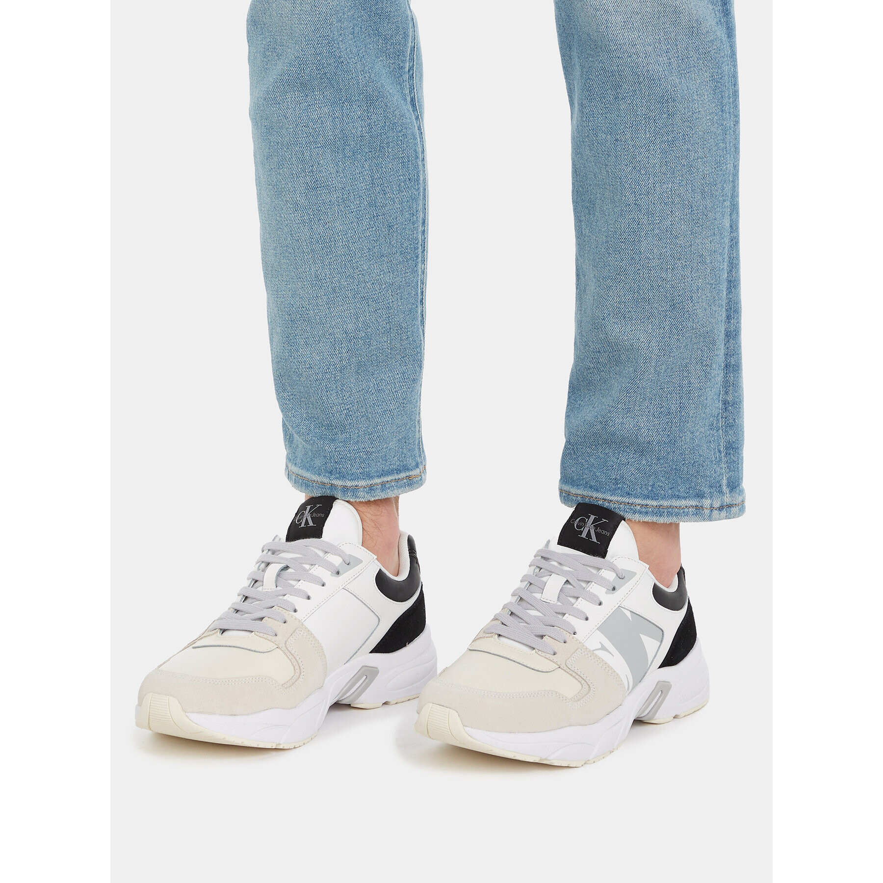 Calvin Klein Jeans Сникърси Retro Tennis Laceup Nbs Lth Mix YM0YM00745 Бял - Pepit.bg