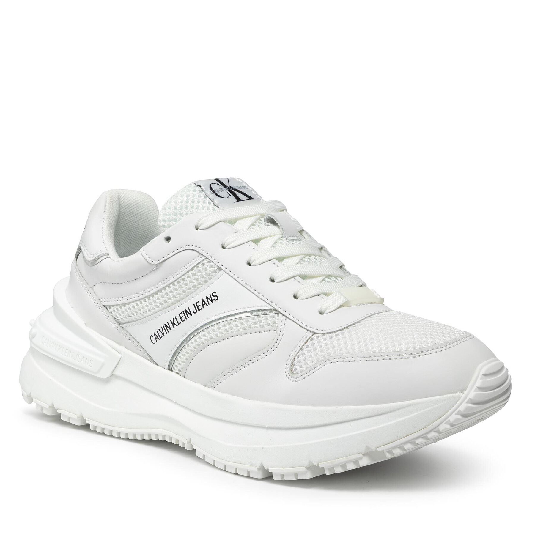 Calvin Klein Jeans Сникърси Runner Laceup Sneaker Snap YM0YM001980 Бял - Pepit.bg