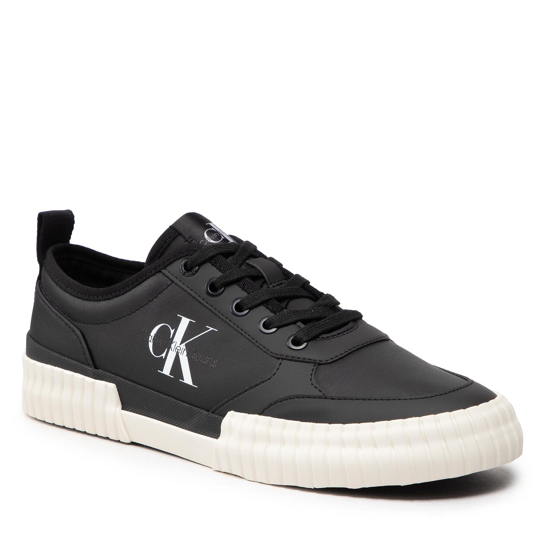 Calvin Klein Jeans Сникърси Skater Vulcanized Laceup Rcotton YM0YM00414 Черен - Pepit.bg