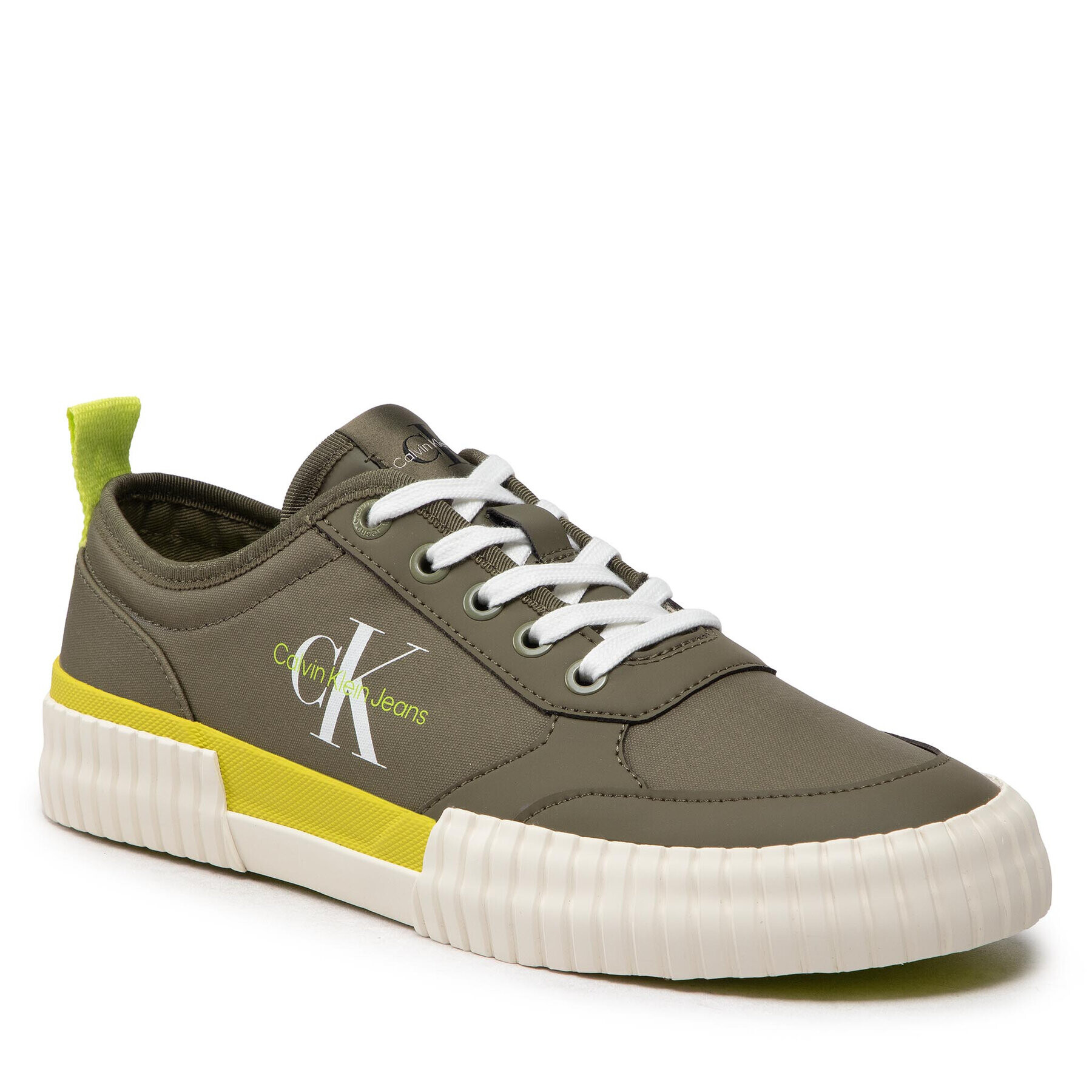 Calvin Klein Jeans Сникърси Skater Vulcanized Laceup Rcotton YM0YM00414 Каки - Pepit.bg