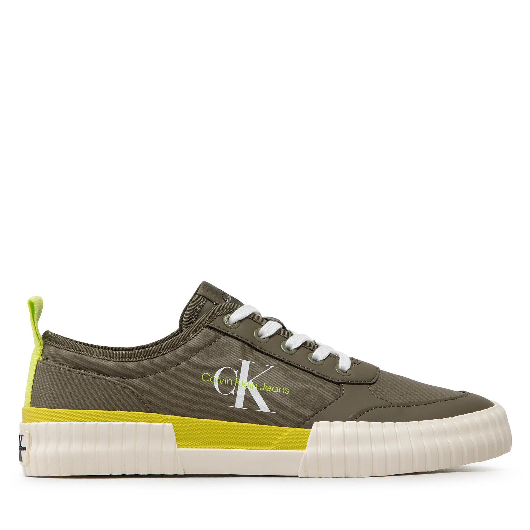 Calvin Klein Jeans Сникърси Skater Vulcanized Laceup Rcotton YM0YM00414 Каки - Pepit.bg