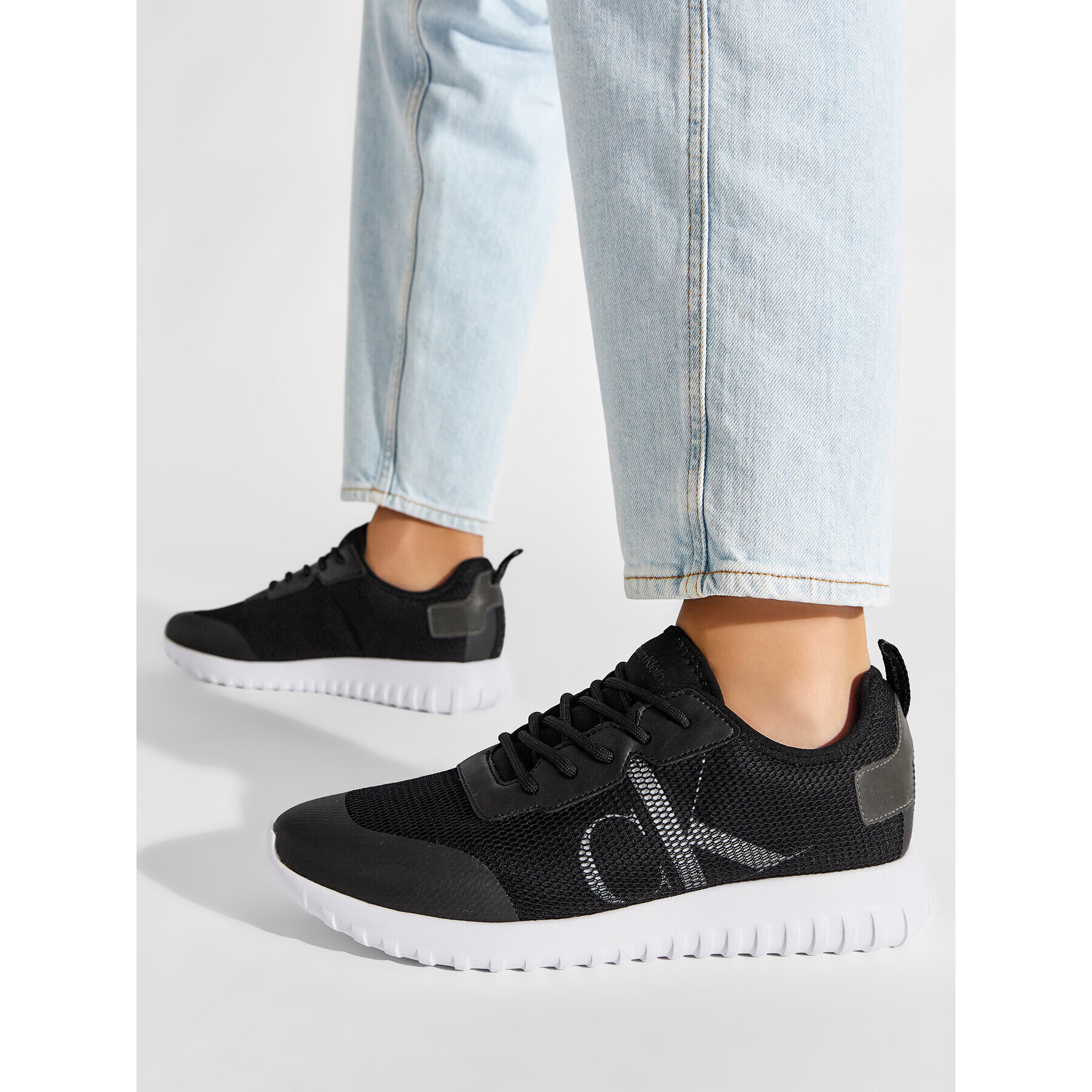 Calvin Klein Jeans Сникърси Sporty Runner Eva Slipon R Poly YM0YM00437 Черен - Pepit.bg