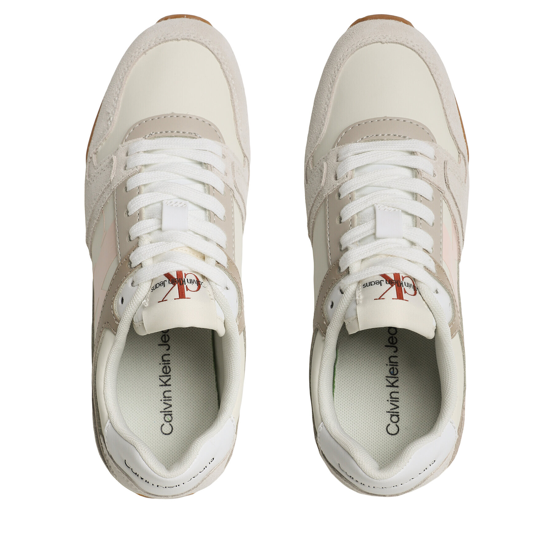 Calvin Klein Jeans Сникърси Toothy Run Laceup Low Lth Mix Wn YW0YW01052 Екрю - Pepit.bg