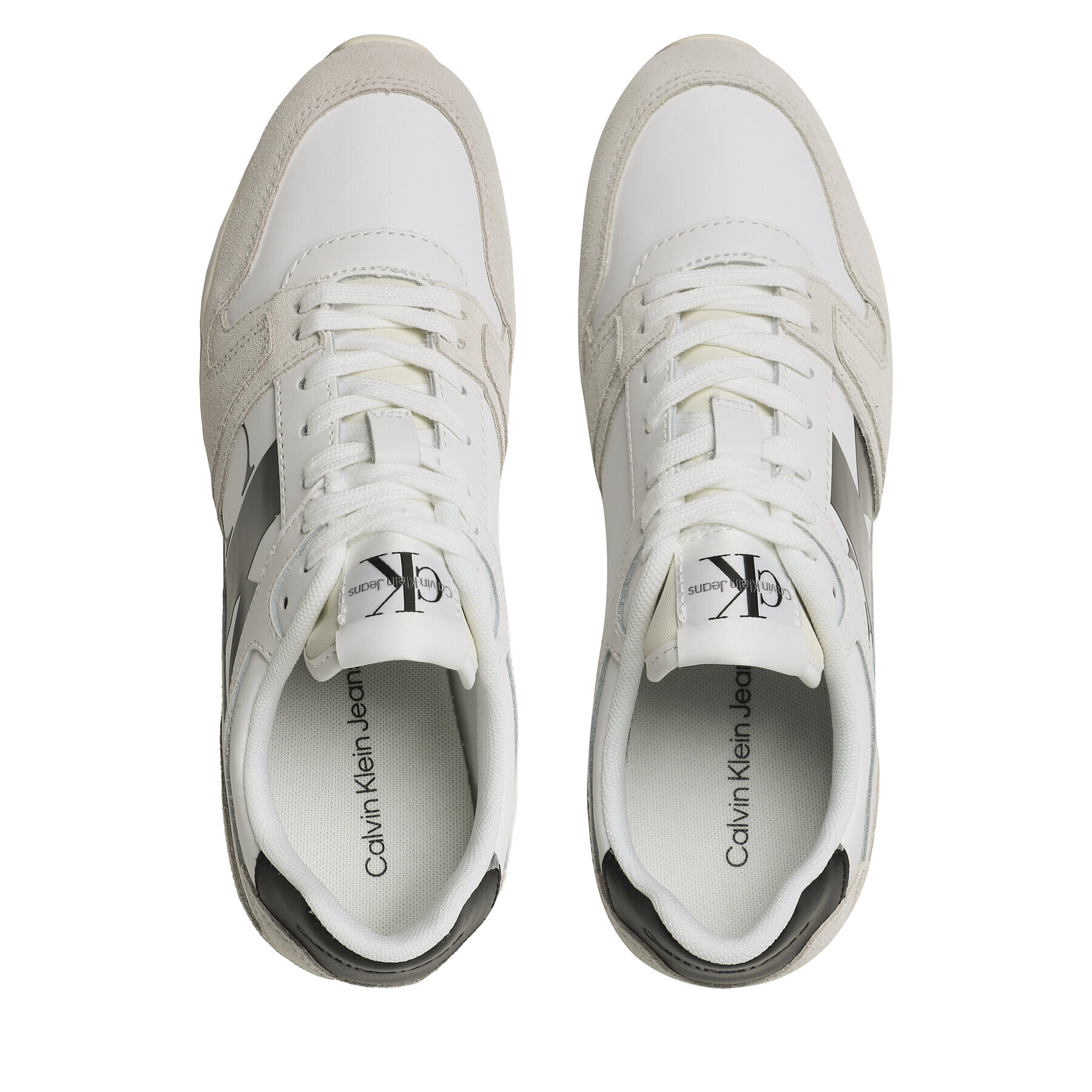 Calvin Klein Jeans Сникърси Toothy Run Laceup Low Lth Mix YM0YM00744 Бял - Pepit.bg