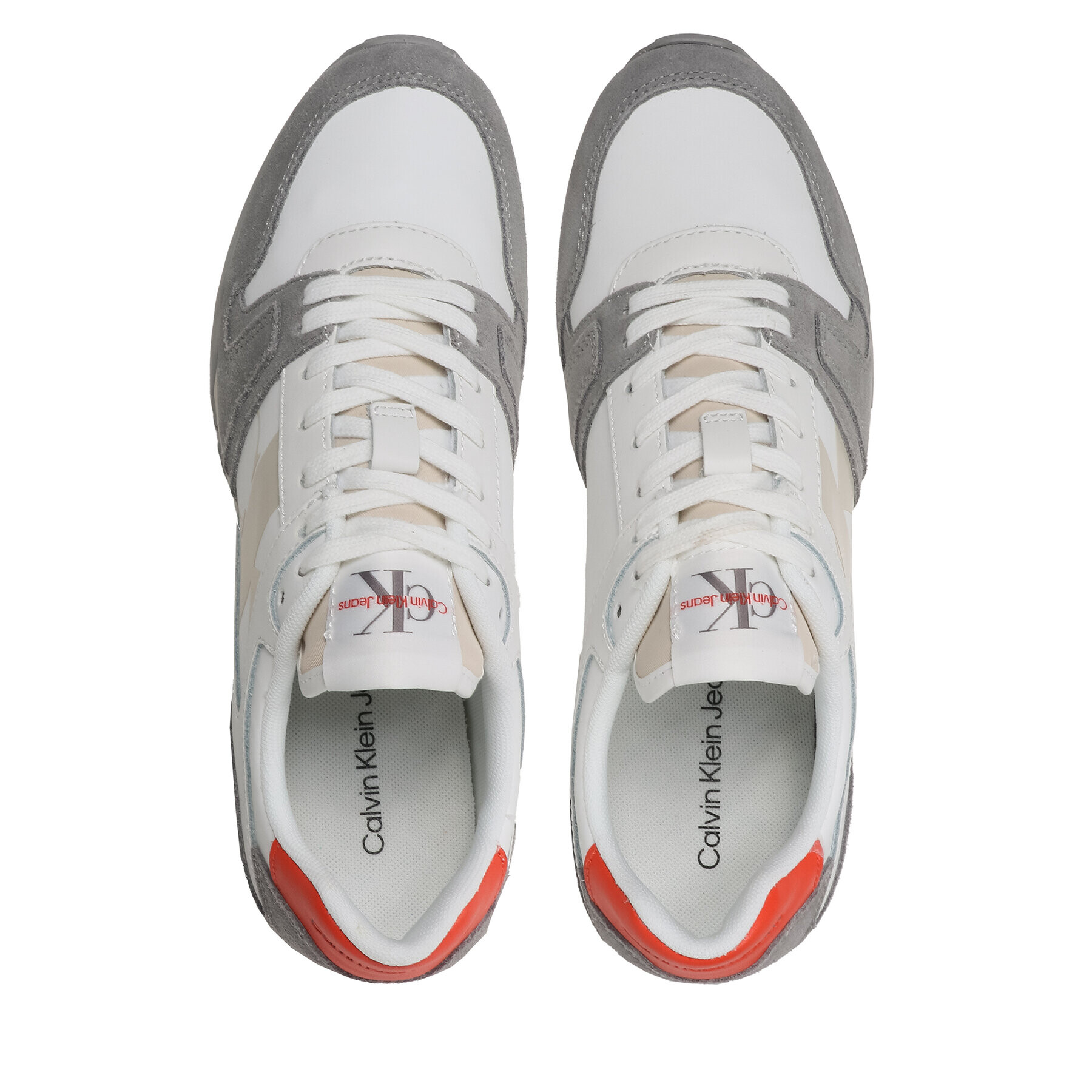 Calvin Klein Jeans Сникърси Toothy Run Laceup Low Lth Mix YM0YM00744 Бял - Pepit.bg