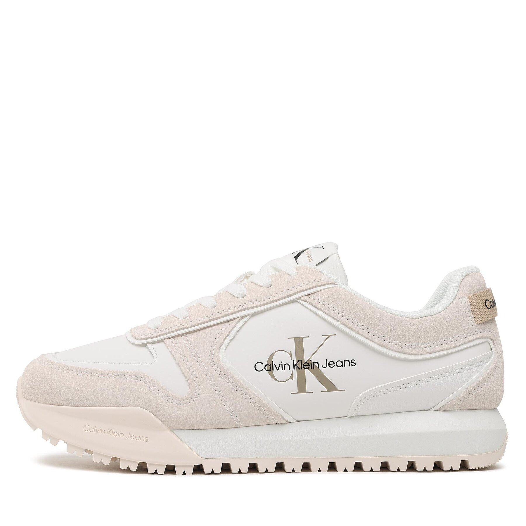 Calvin Klein Jeans Сникърси Toothy Runner Irregular Lines YM0YM00624 Бял - Pepit.bg