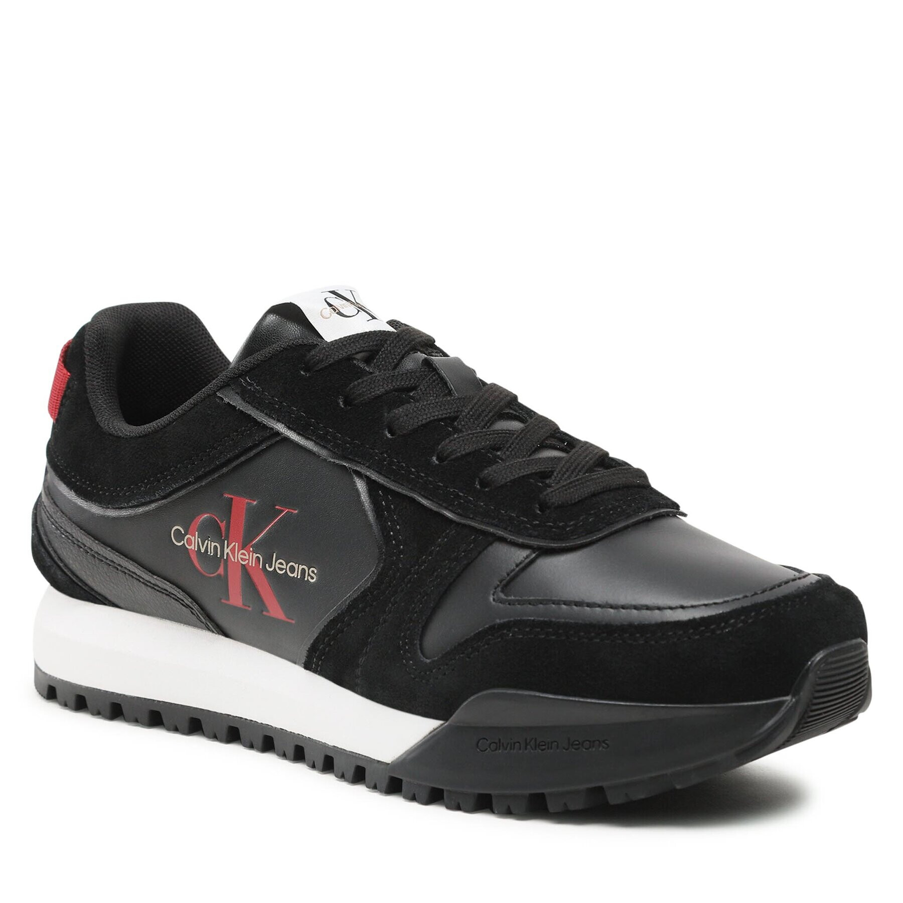 Calvin Klein Jeans Сникърси Toothy Runner Irregular Lines YM0YM00624 Черен - Pepit.bg