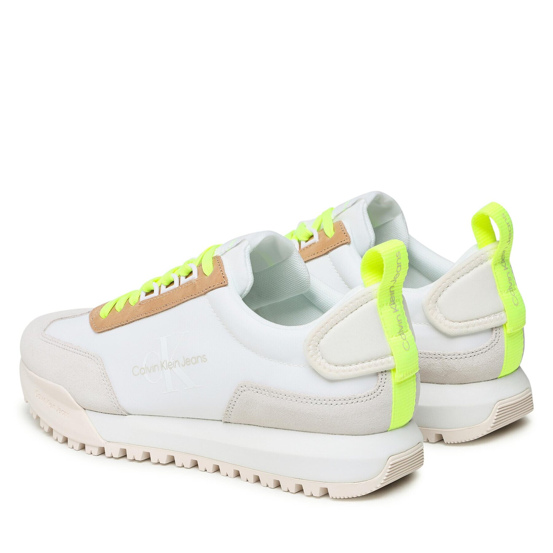 Calvin Klein Jeans Сникърси Toothy Runner Laceup Fluo Contr YM0YM00672 Бял - Pepit.bg