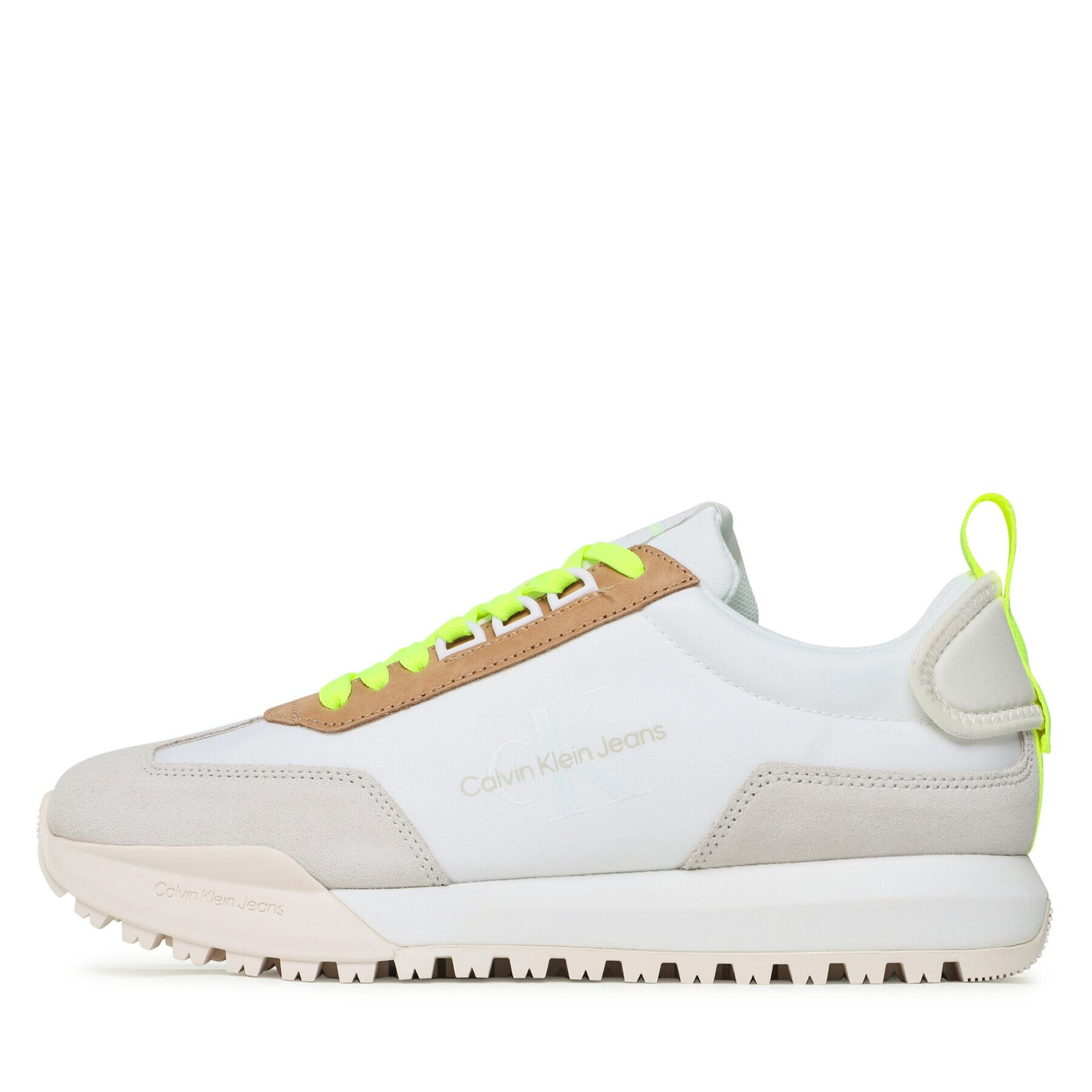 Calvin Klein Jeans Сникърси Toothy Runner Laceup Fluo Contr YM0YM00672 Бял - Pepit.bg